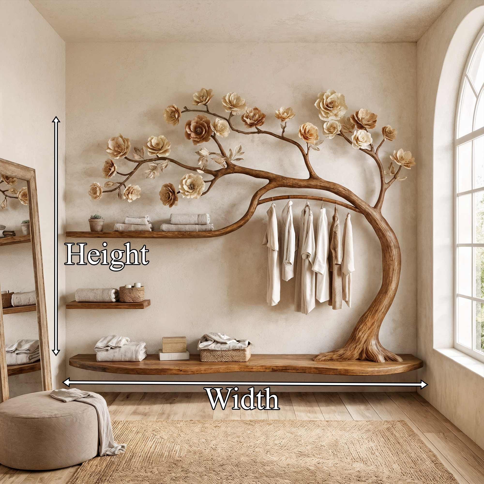 Rustic Tree Wardrobe Solid Wood Handcrafted Bedroom Storage SINLKITCR065
