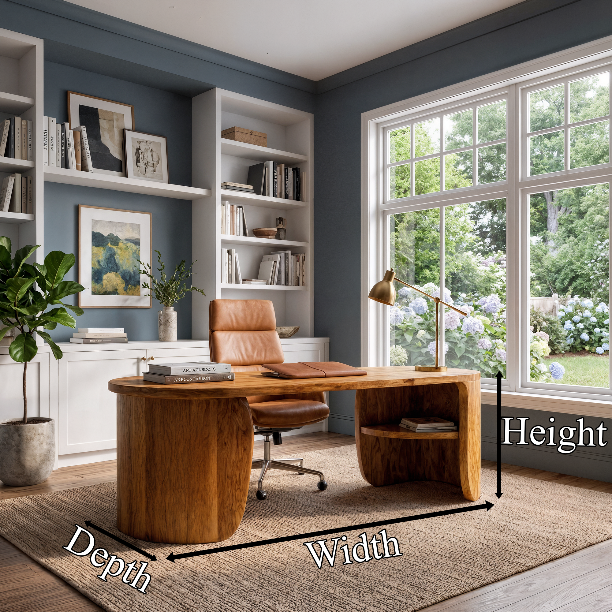 Minimal Wooden Desk With Clean Lines And Built In Storage For Home Office SINLKIDK110