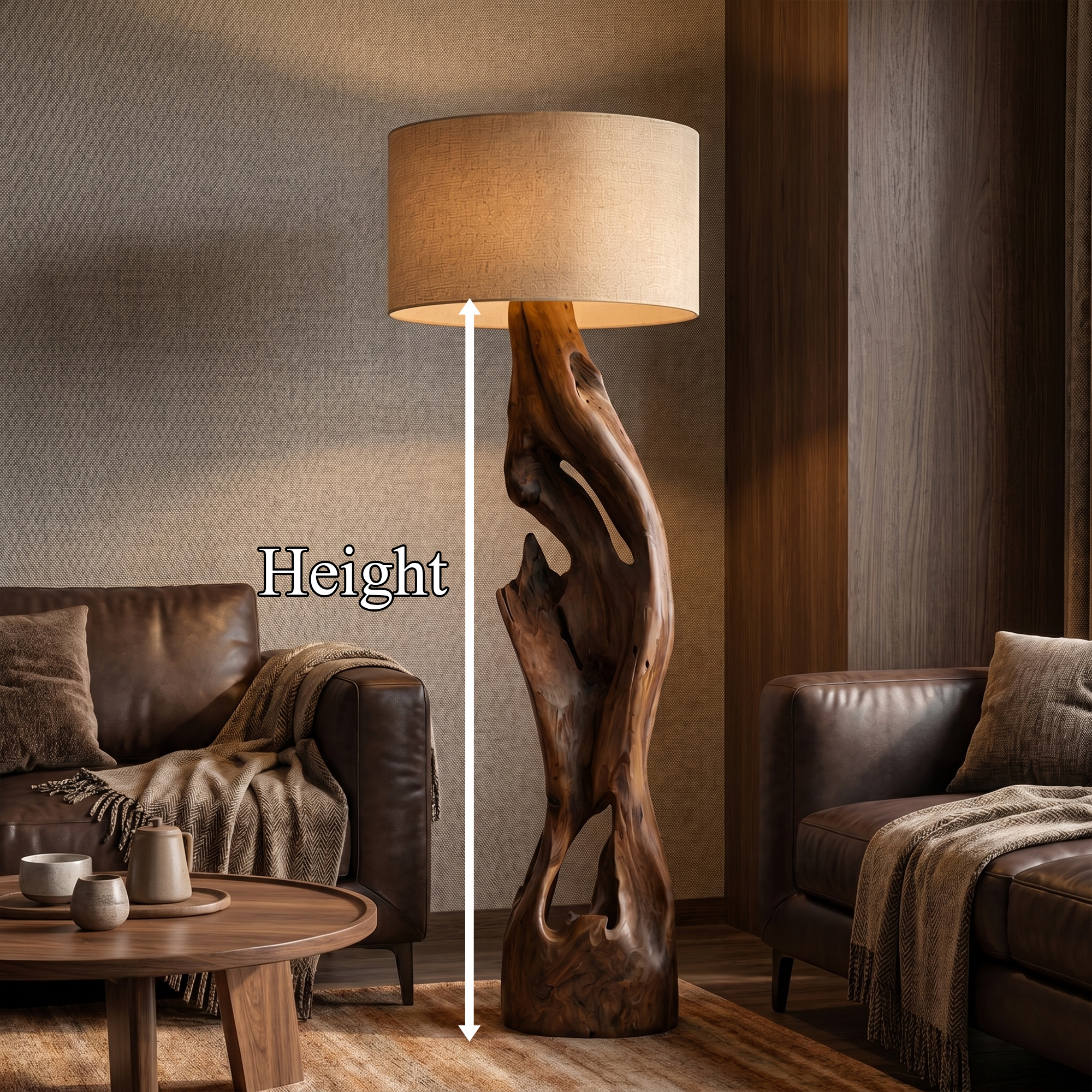 Sculptural Floor Lamp With Solid Wood Open Form Design For Living Room SINLKIFLP089