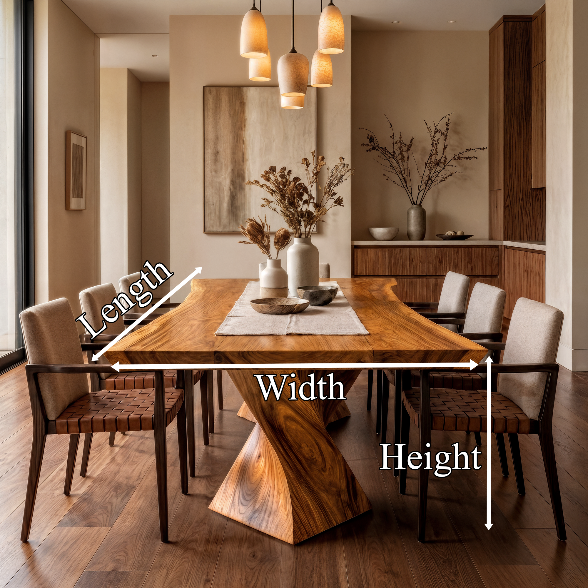 Sculptural X Base Dining Table For Dining Room And Kitchen SINLKIDT166