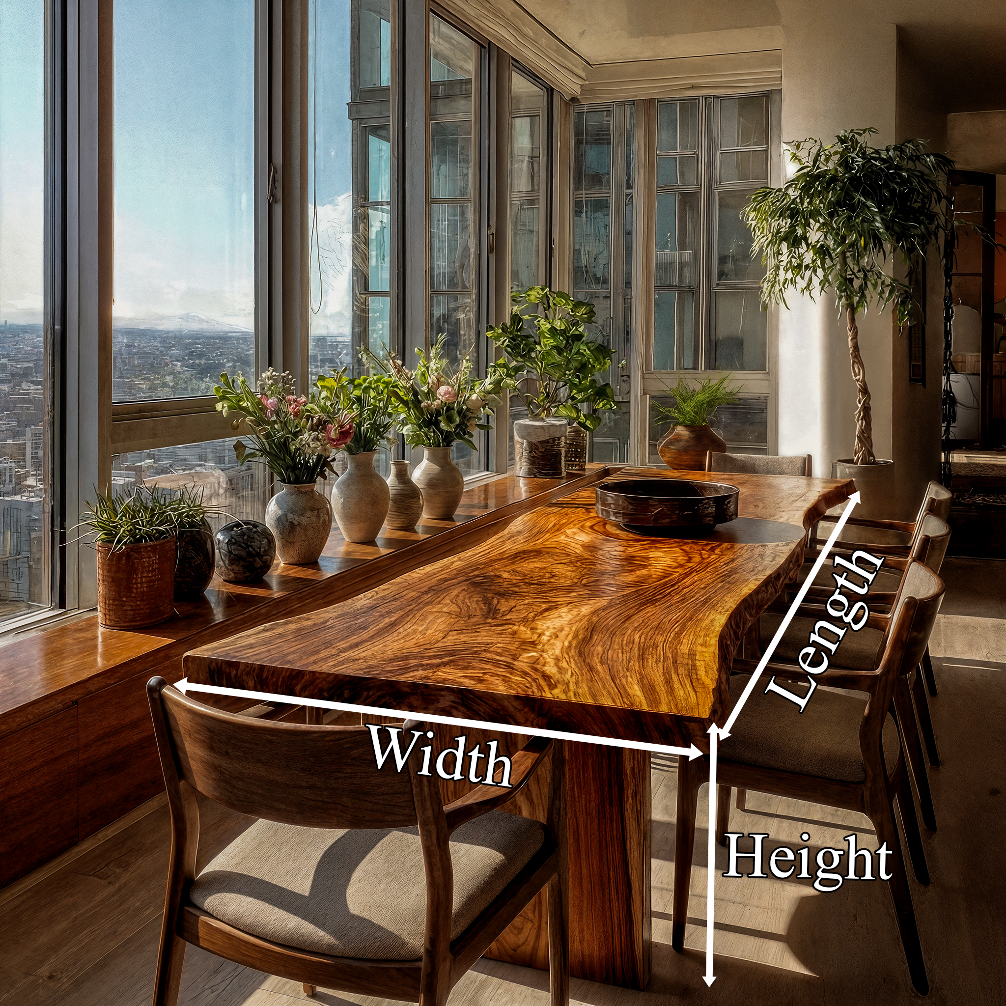 Rustic Live Edge Dining Table Solid Wood Natural Slab Design Dining Room And Kitchen SINLKIDT162