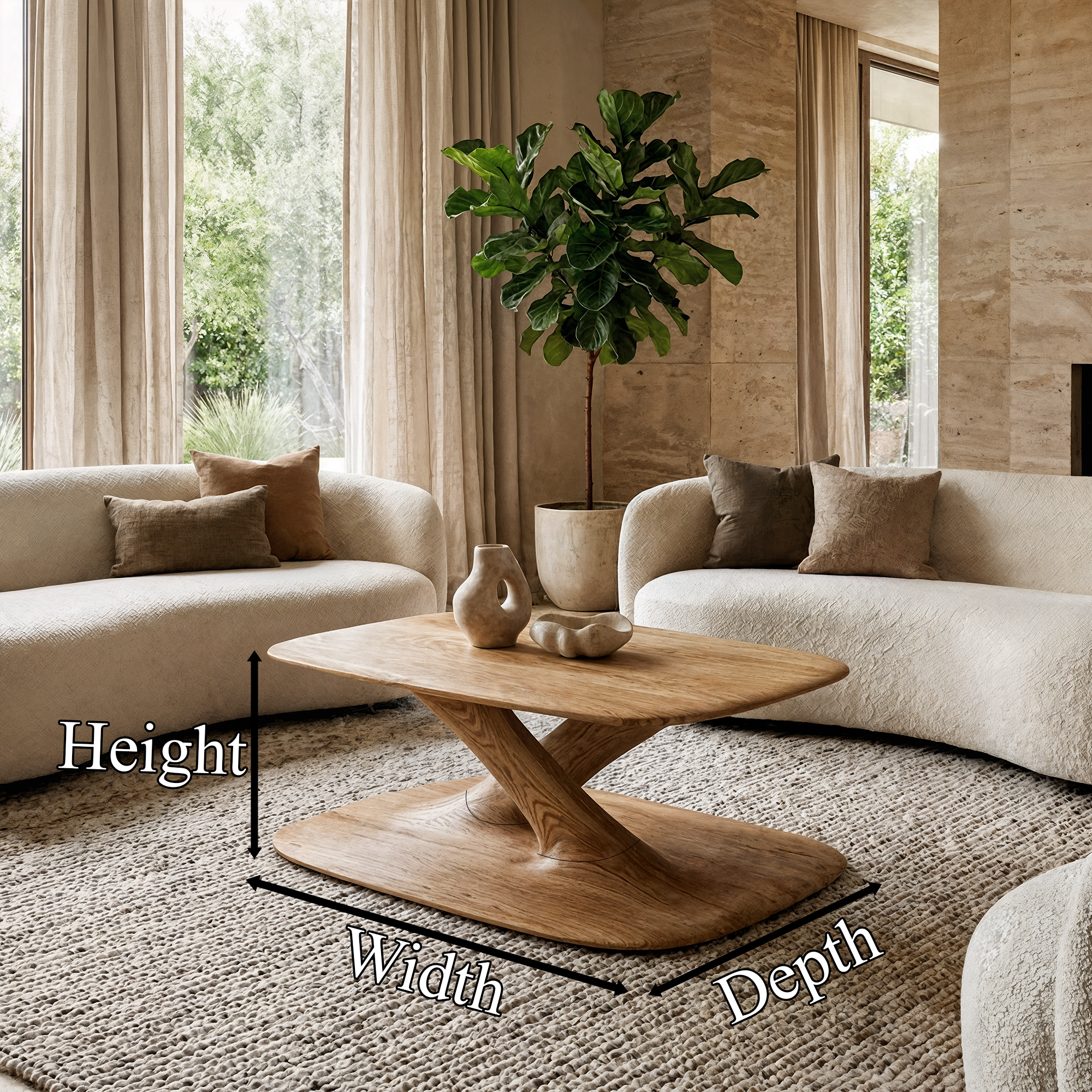 Modern Curved Coffee Table For Living Room And Lounge SINLKICF355