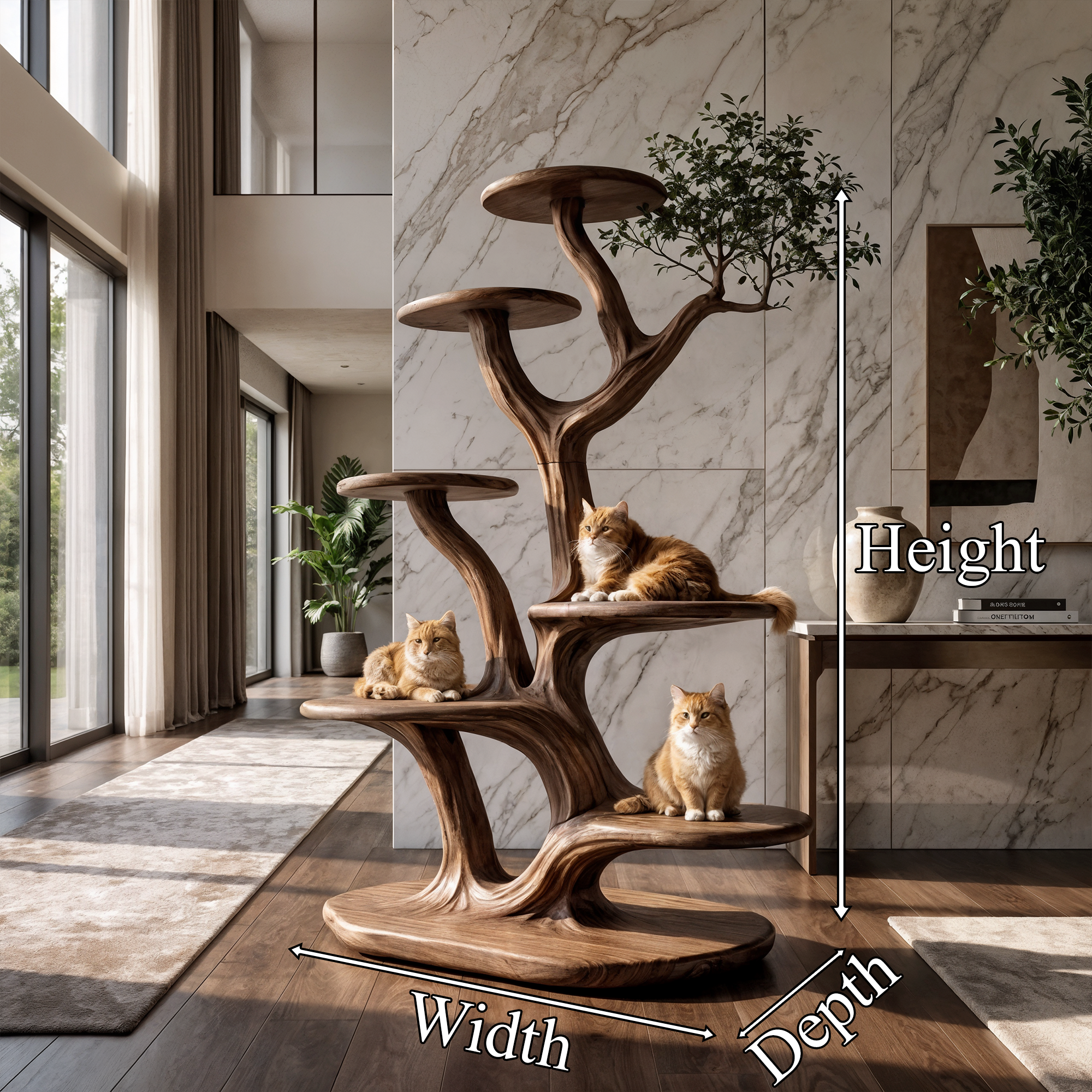 Rustic Tree Cat Play Tower Artistic Living Room SINLKITT077