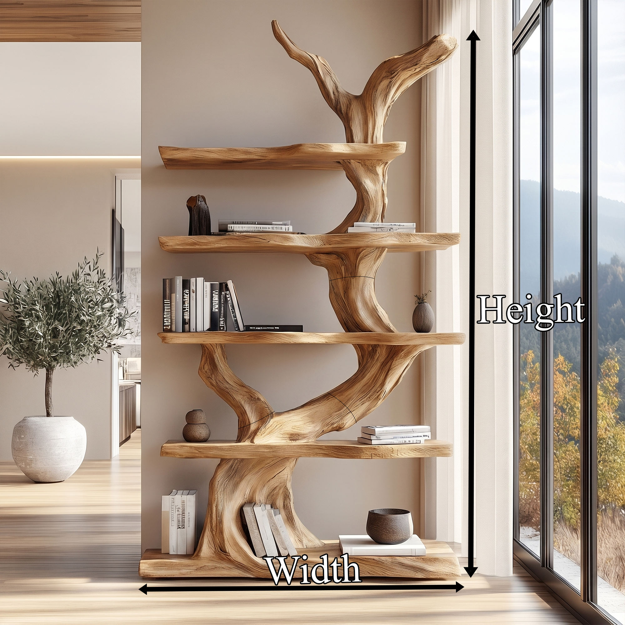 Organic Tree Bookshelf With Sculptural Branch Design And Open Display Shelves For Living Room SINLKITB737