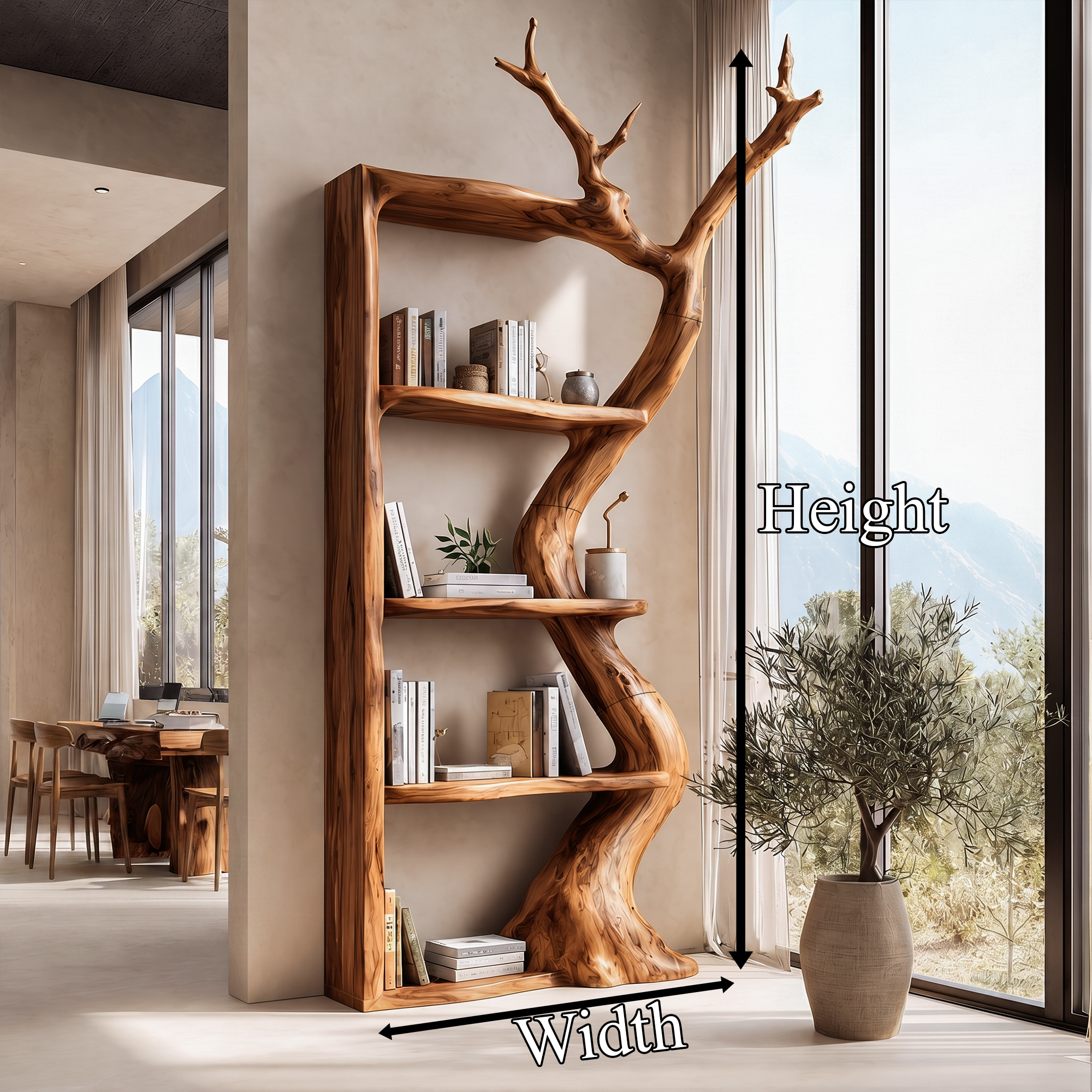 Sculptural Tree Bookshelf With Flowing Branch Frame For Living Room SINLKITB738