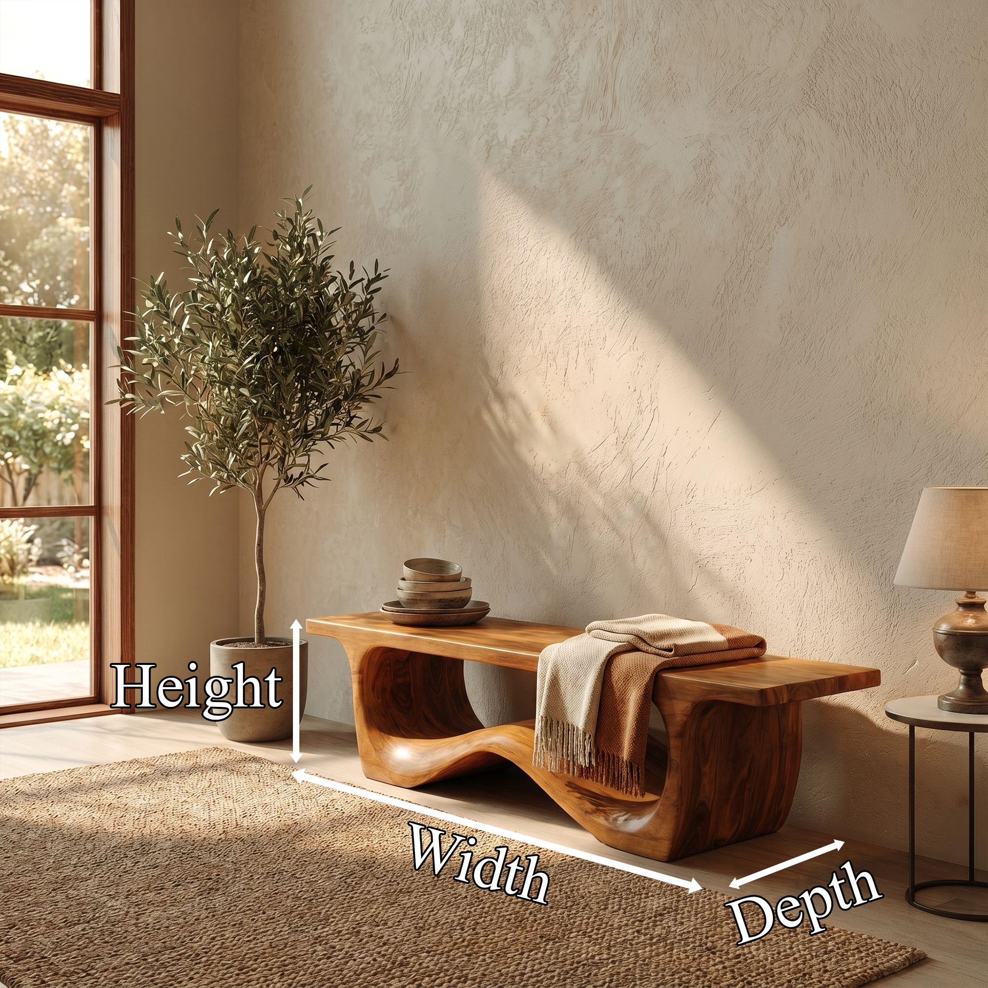 Artistic Sculptural Organic Bench For Entryway Decor SINLKIRS107