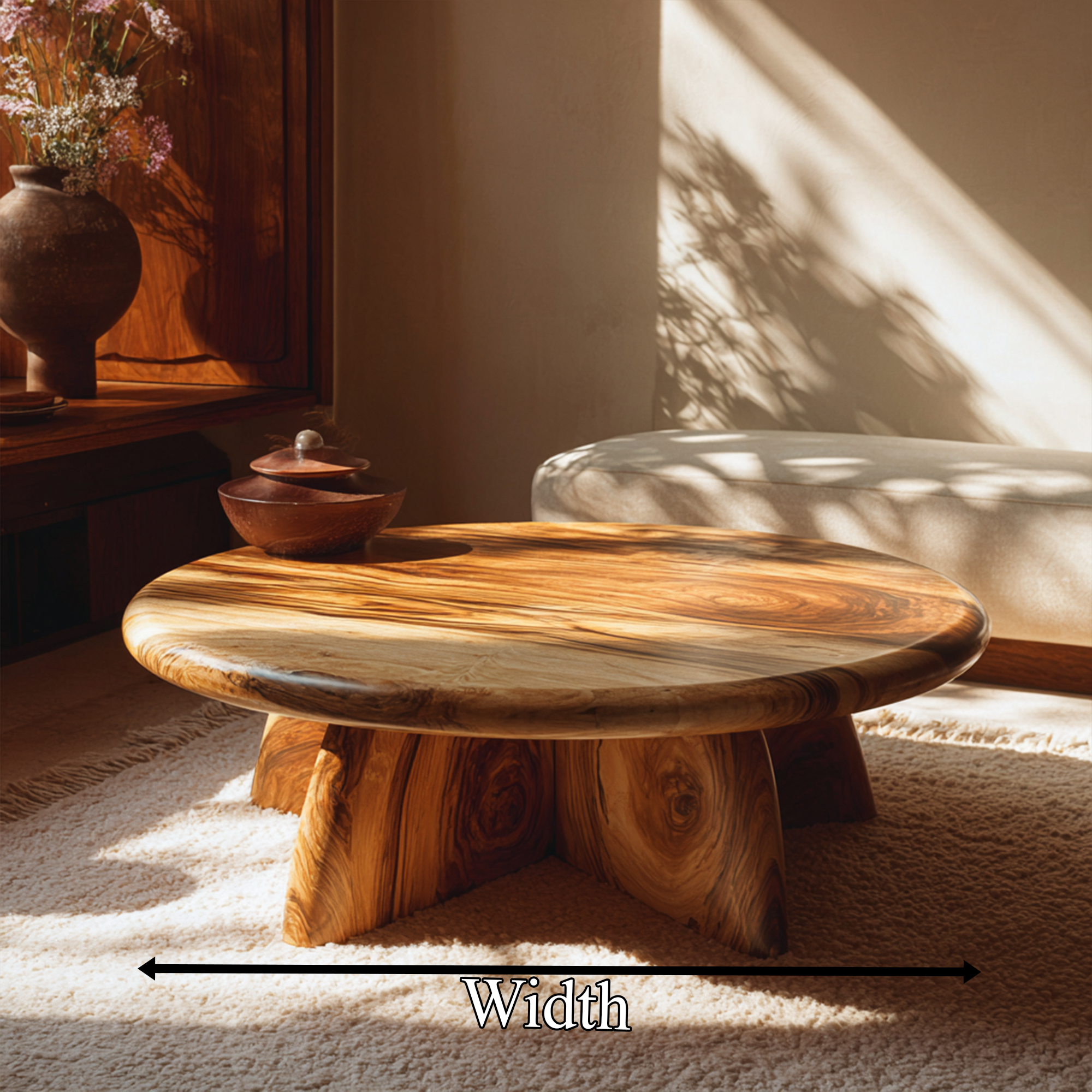 Rustic Coffee Table With Solid Wood Stump Base For Living Room SINLKICF377