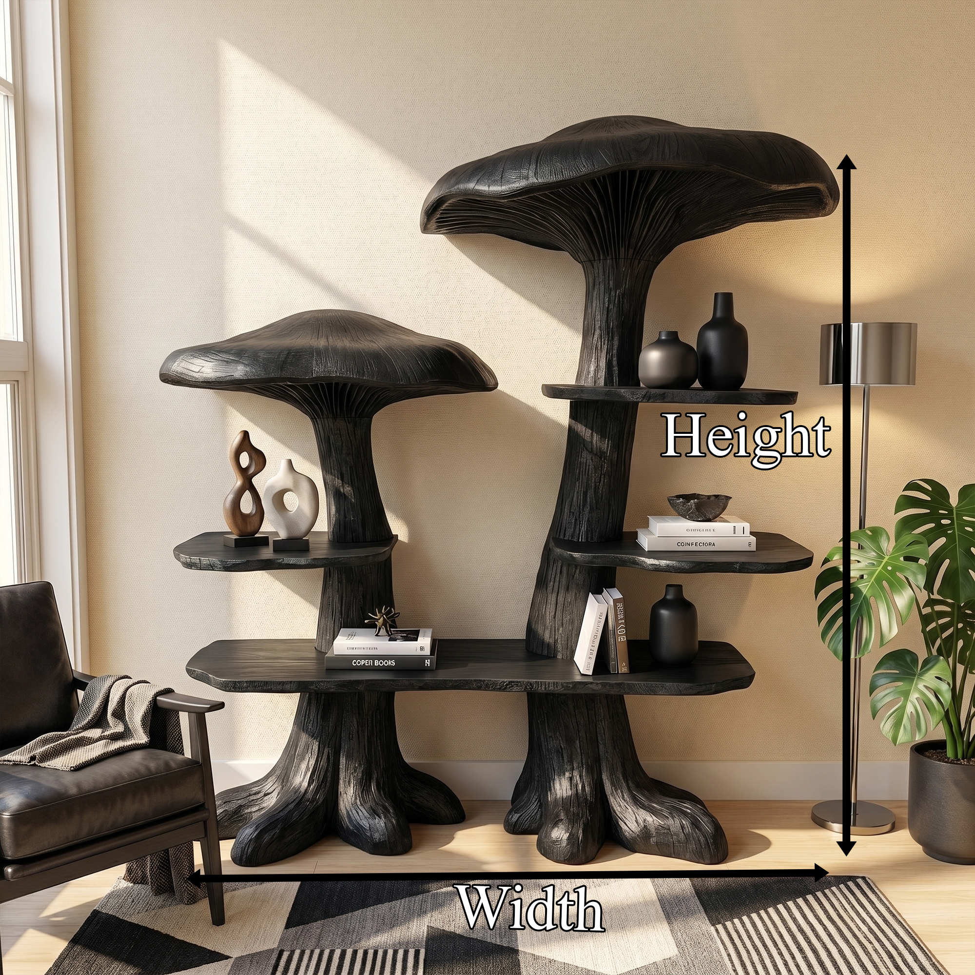 Nature Inspired Mushroom Bookshelf With Open Display Storage For Living Room SINLKITB743