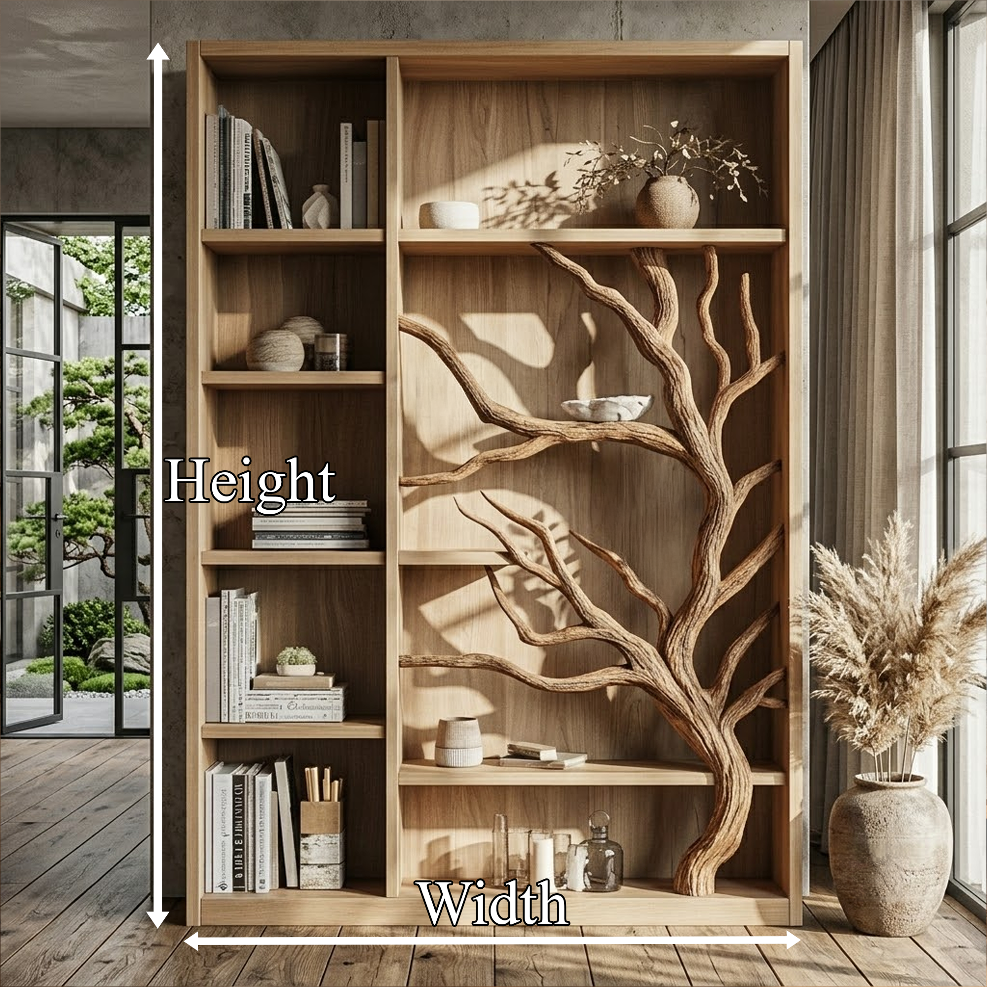 Tree Bookcase Cabinet With Open Display Shelves For Living Room And Study SINLKISC537