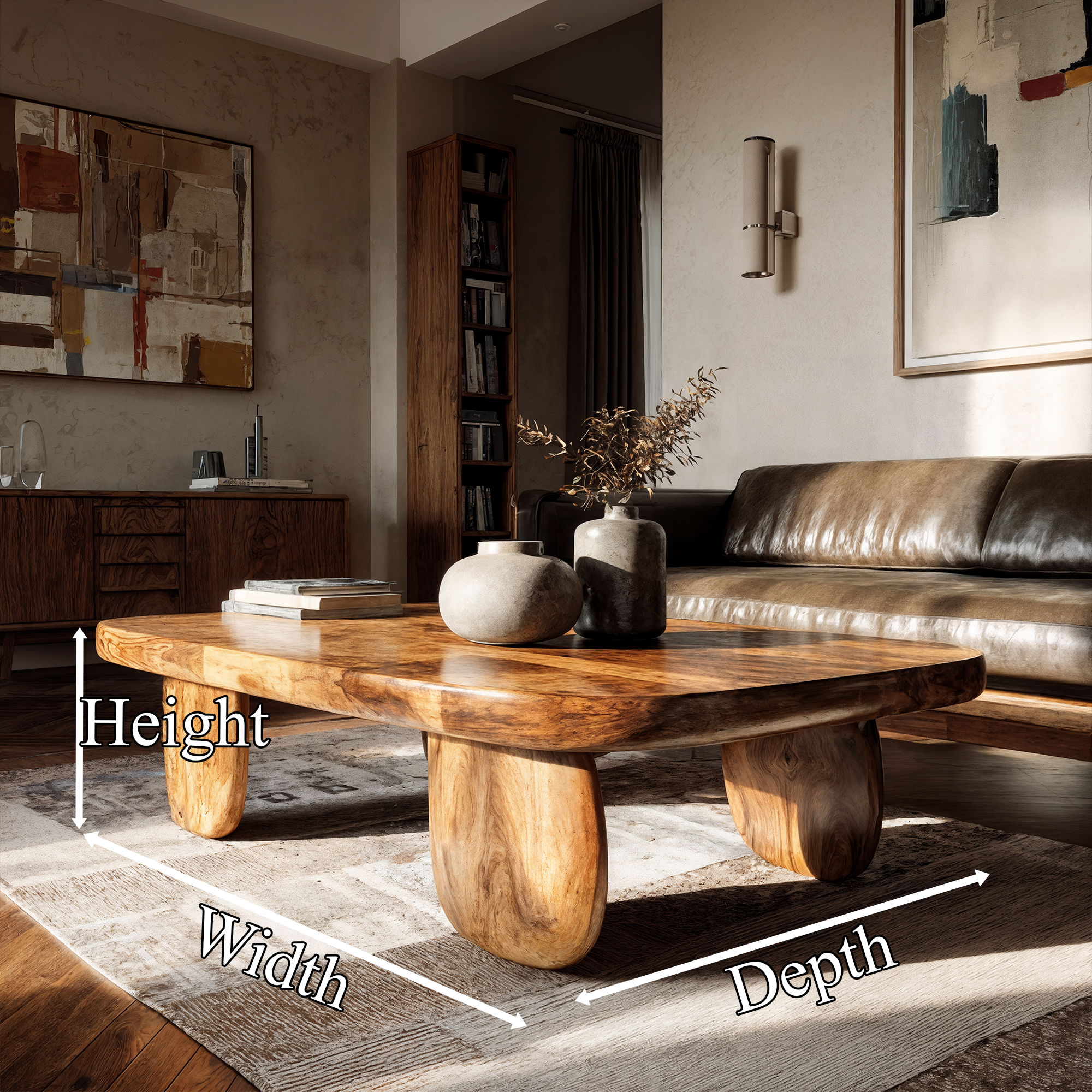 Minimal Coffee Table With Organic Pedestal Base For Living Room SINLKICF410