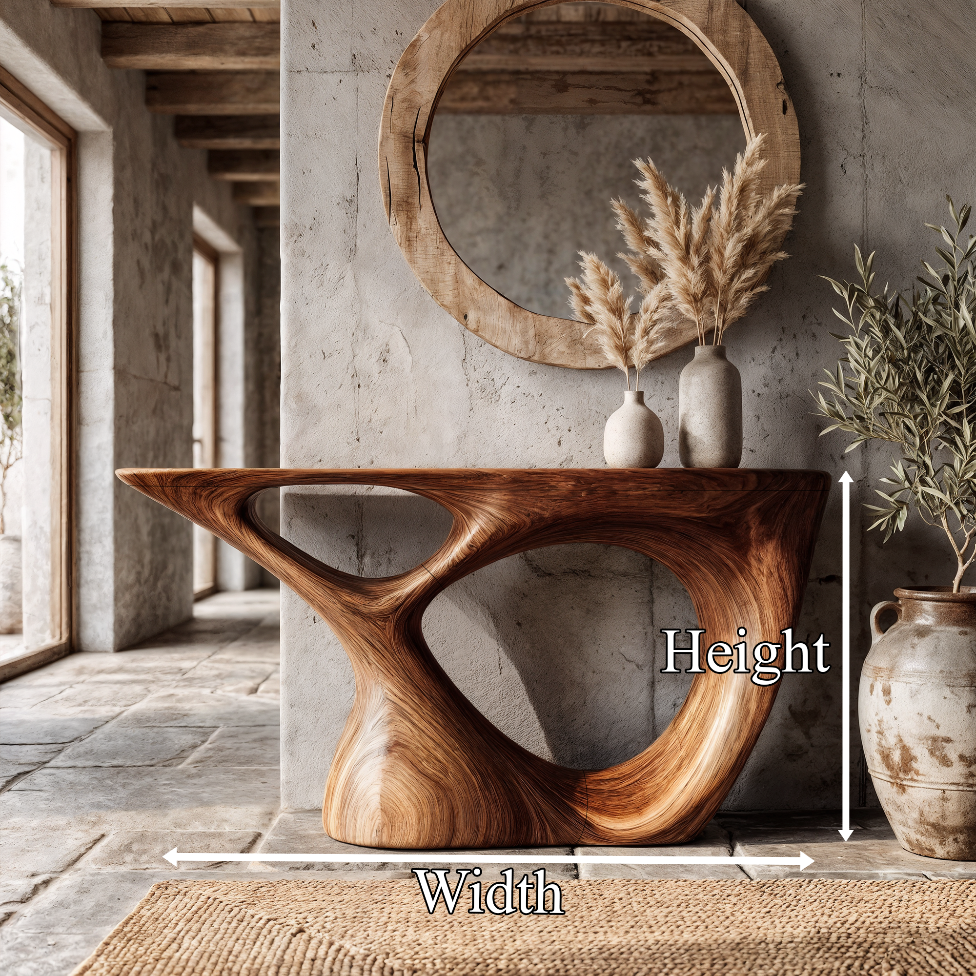 Sculptural Console Table With Curved Base For Entryway SINLKICS666