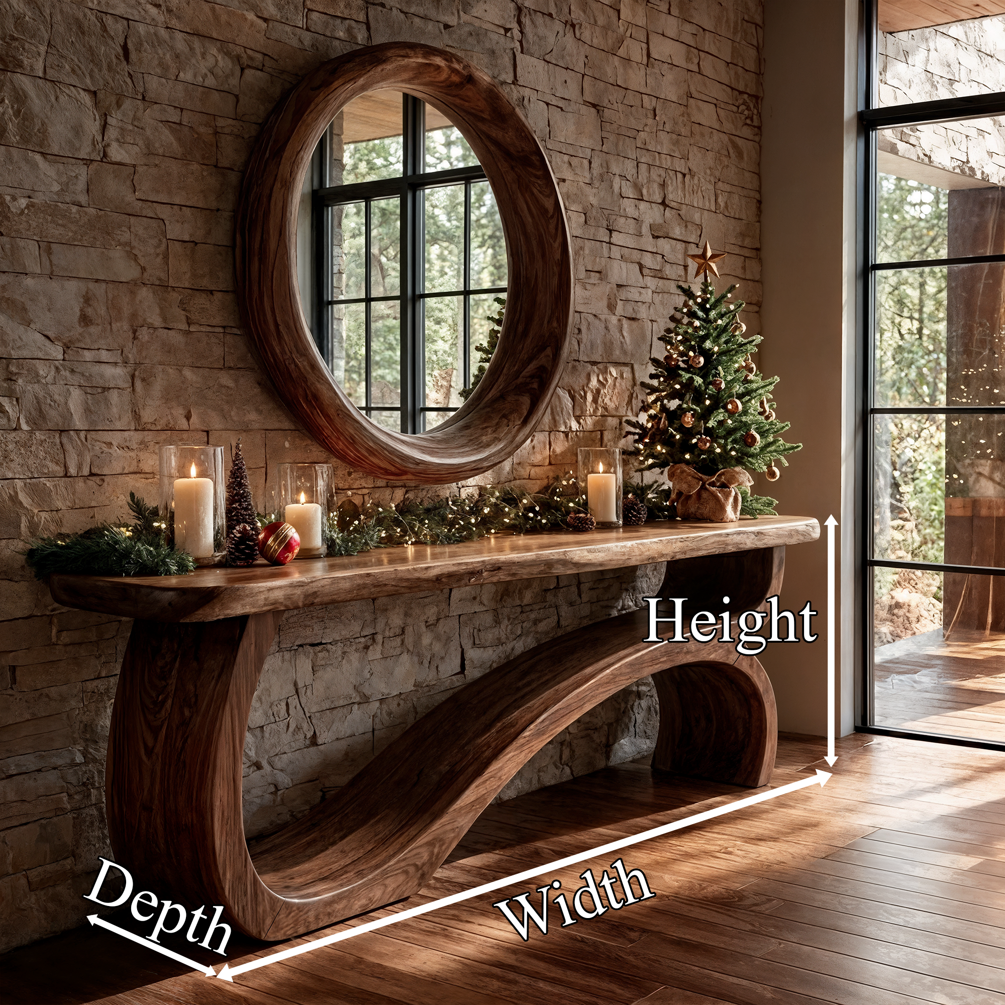 Modern Console Table Table With Sculptural Open Wood Base For Living Room SINLKICS667