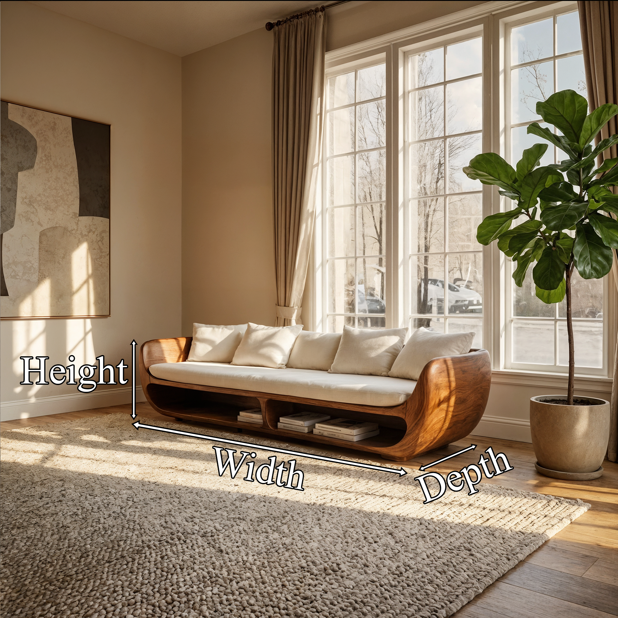 Rustic Sculptural Sofa Christmas Holiday Living Room Decor SINLKIWC027