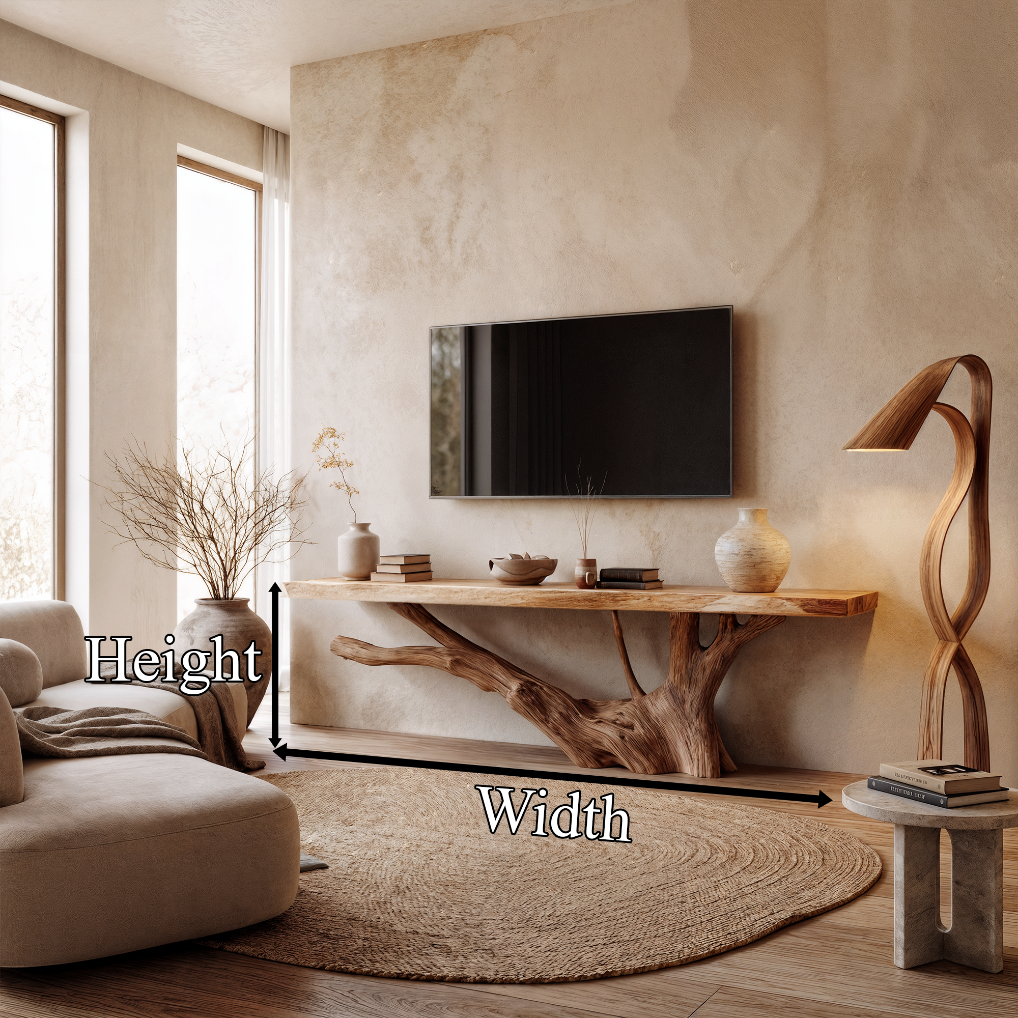 Nature Inspired TV Stand With Handcrafted Tree Root Design For Living Room SINLKITC076