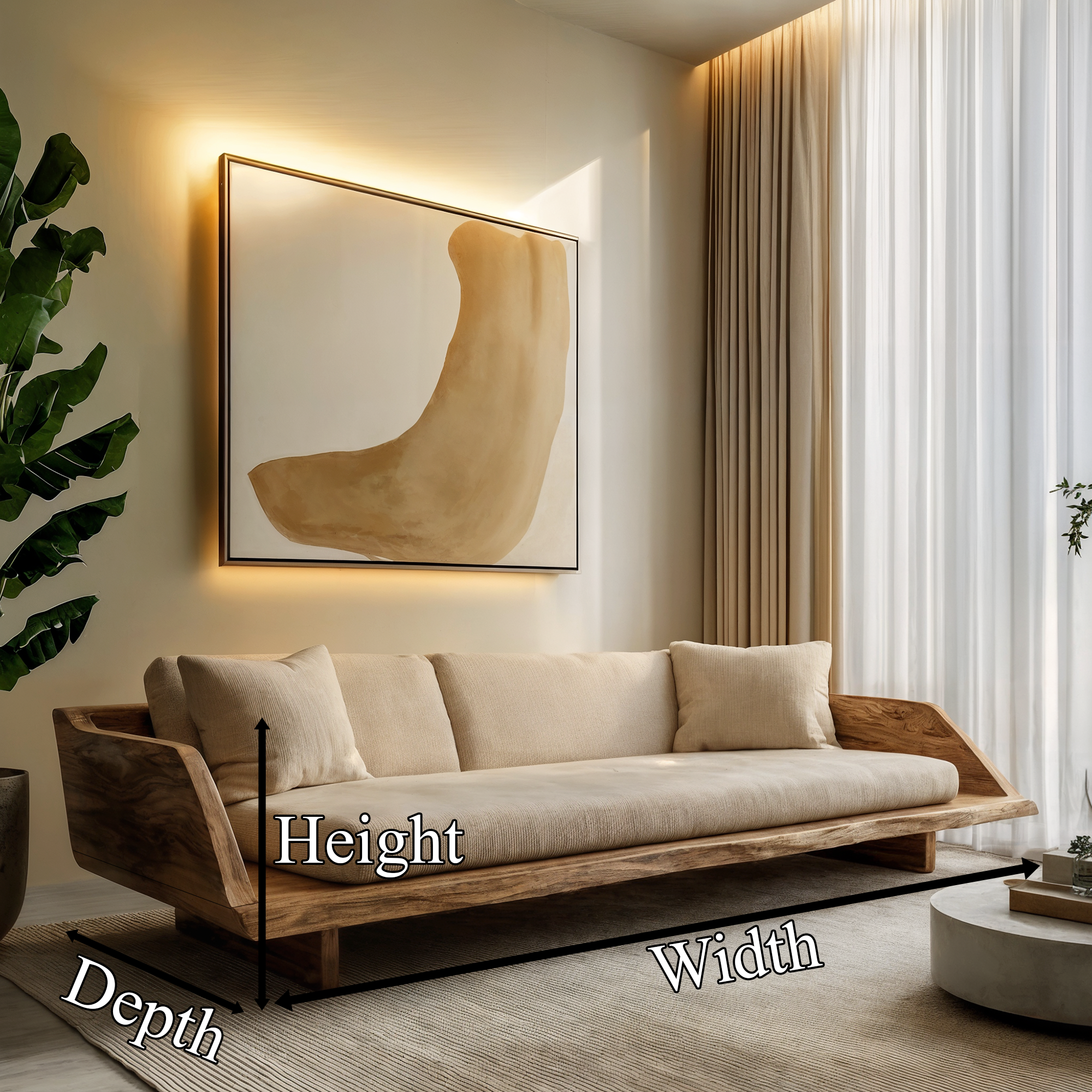 Handcrafted Sofa Frame With Sculptural Wooden Base For Living Room SINLKISF027