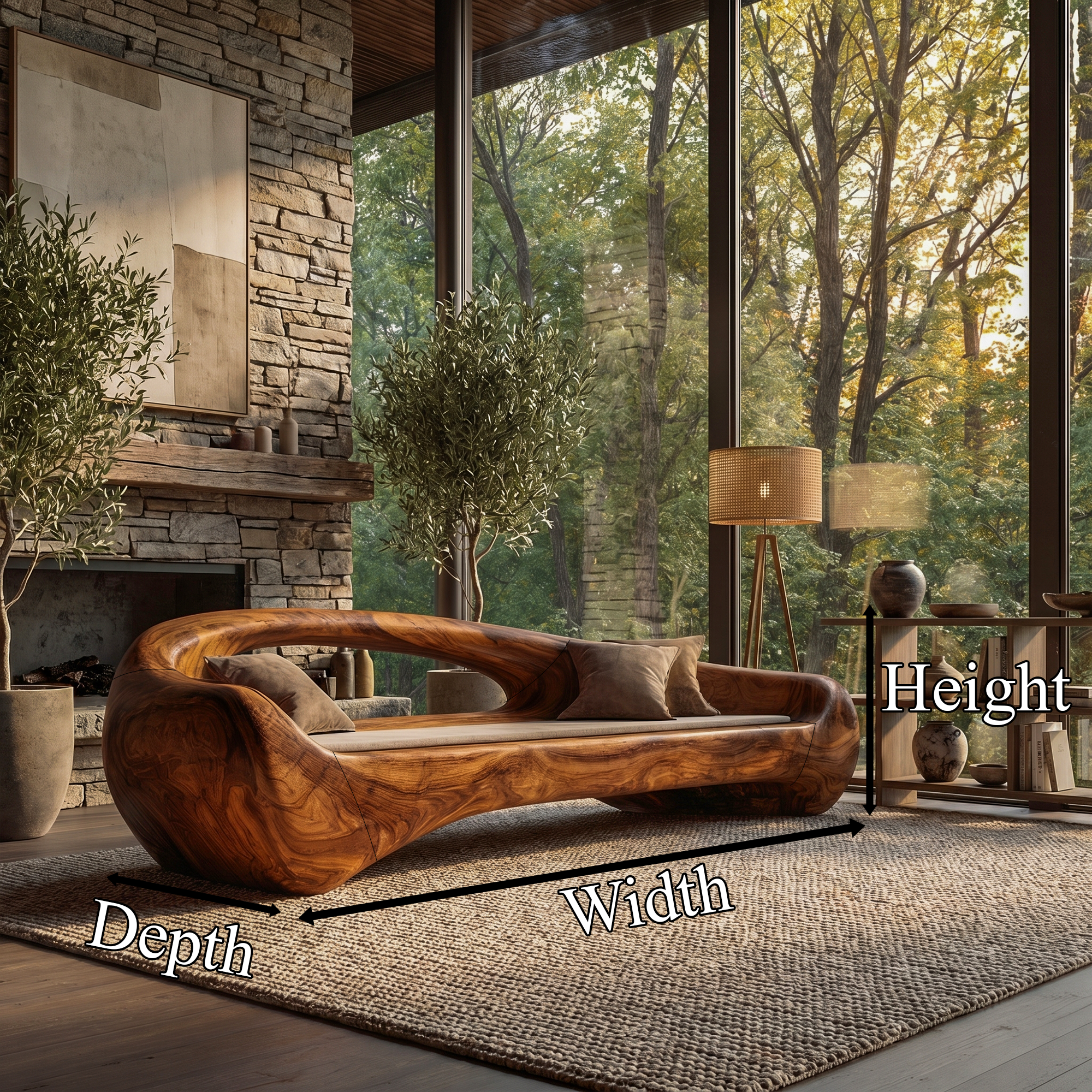 Organic Sofa Frame With Sculptural Solid Wood Design For Living Room SINLKISF021