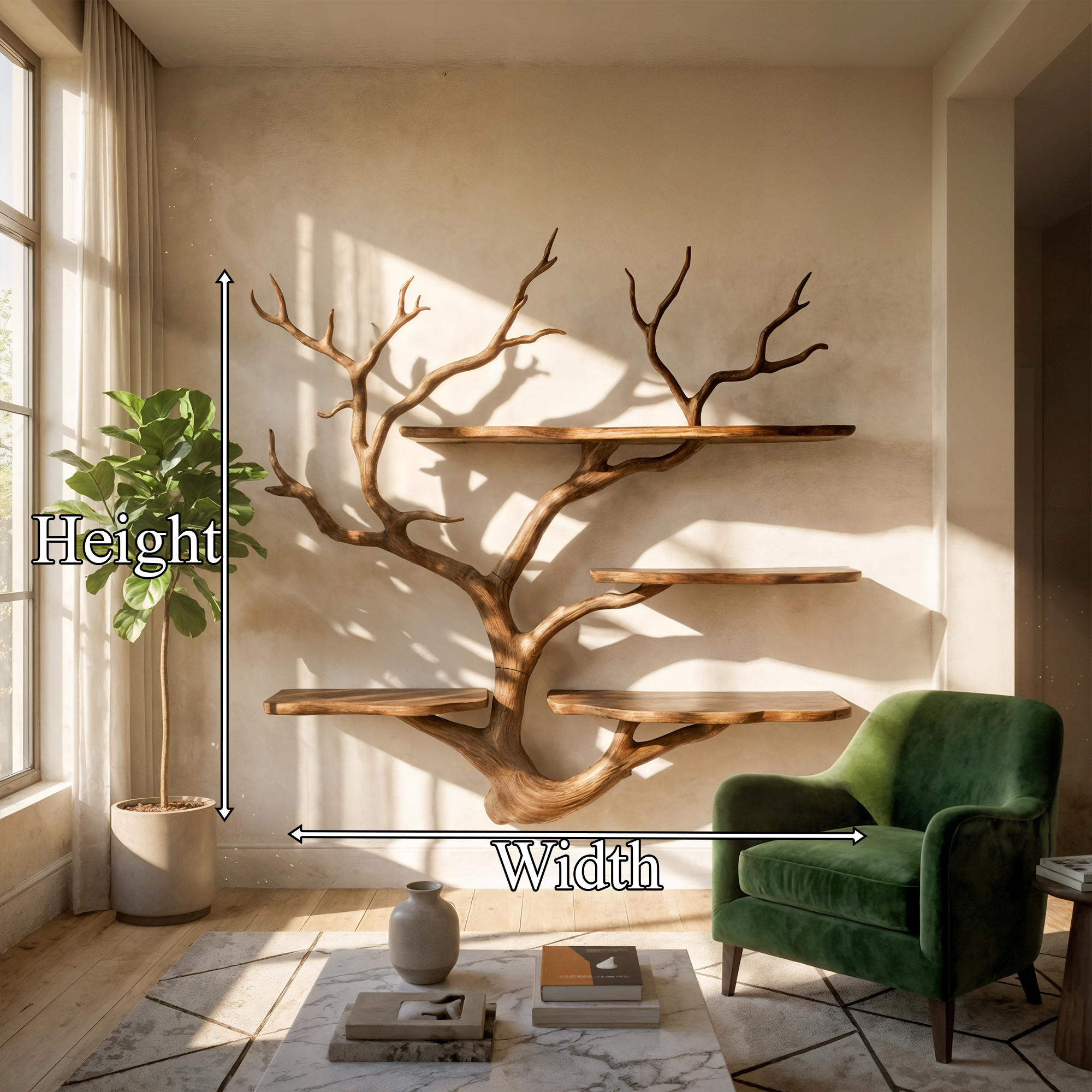 Sculptural Tree Wall Shelf Living Room And Studio SINLKITBS105