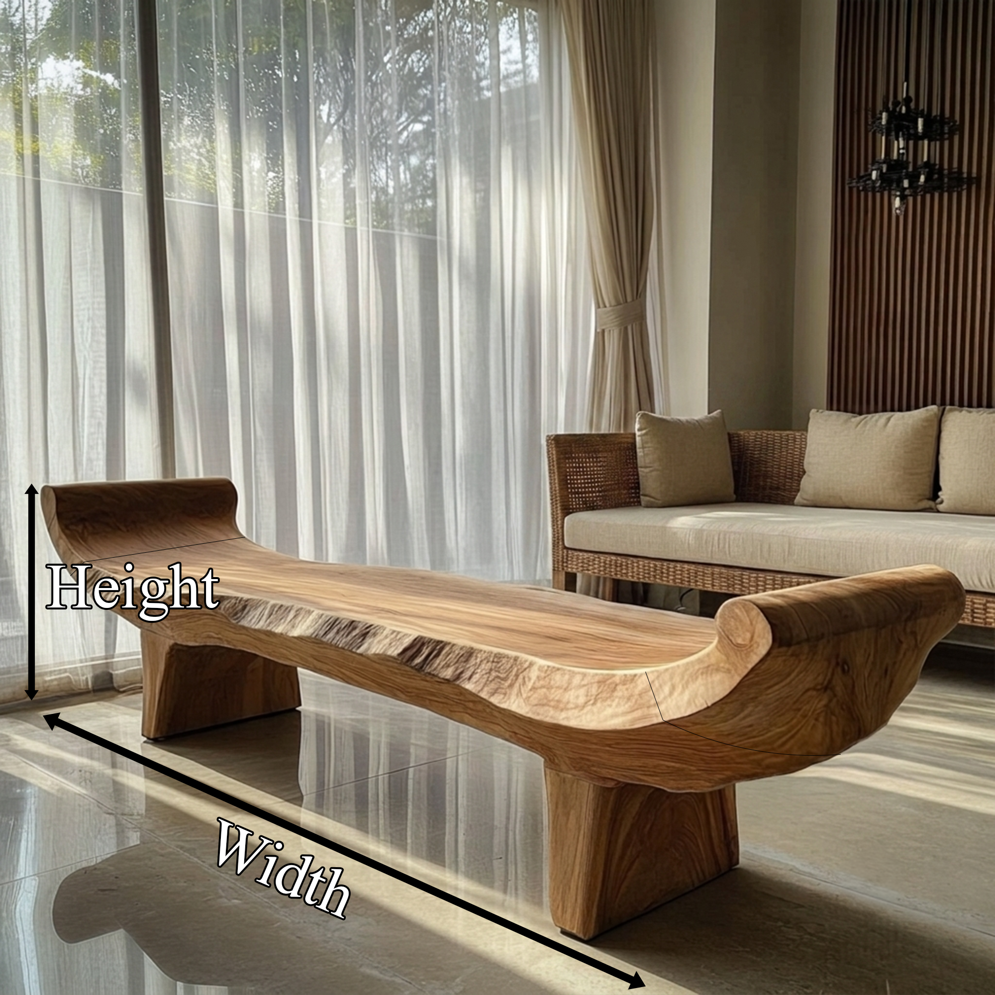 Minimalist Console Table With Sculptural Wood Base For Entryway SINLKIRS130