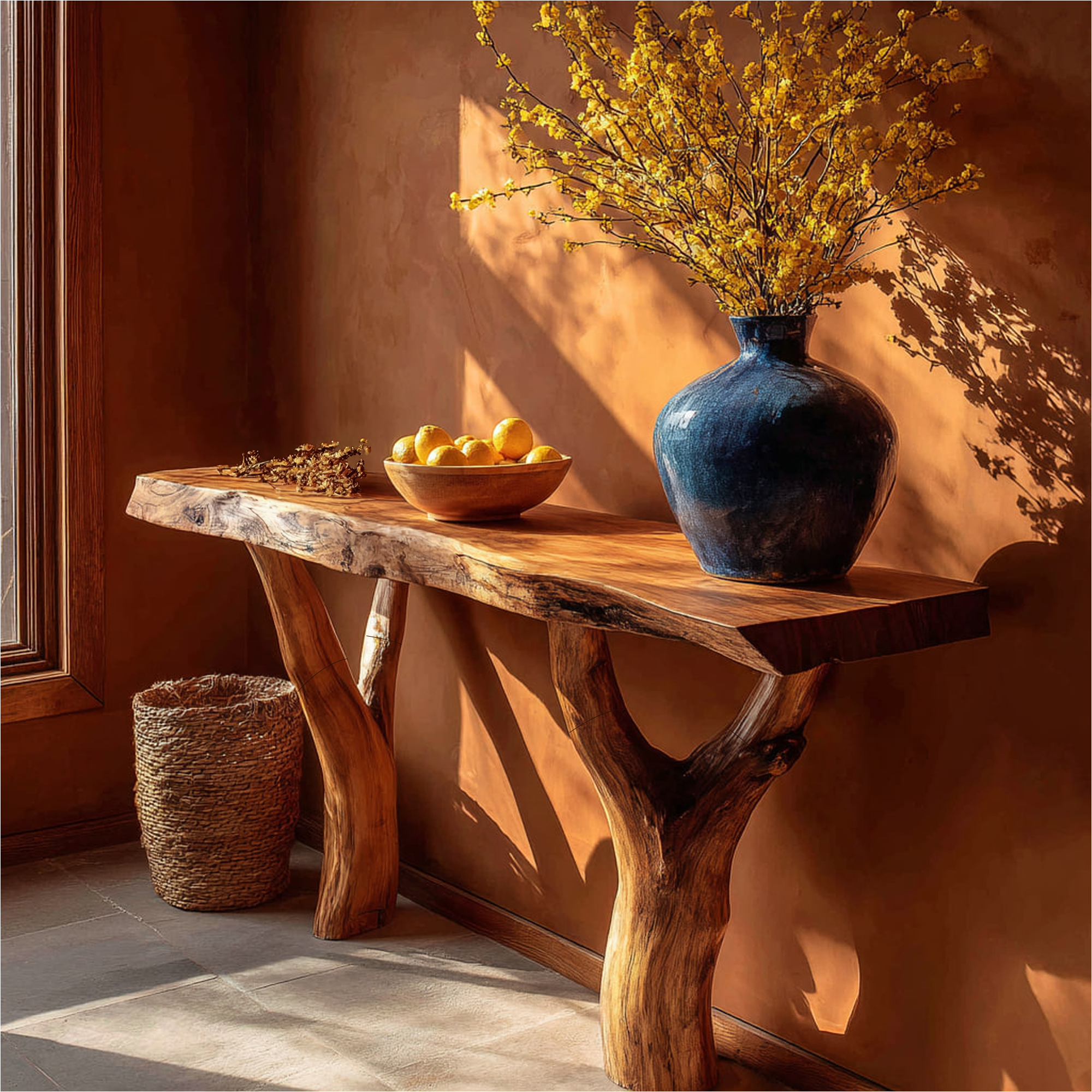 Rustic Console Table Sculptural Root Base Modern Gallery SINLKICS372