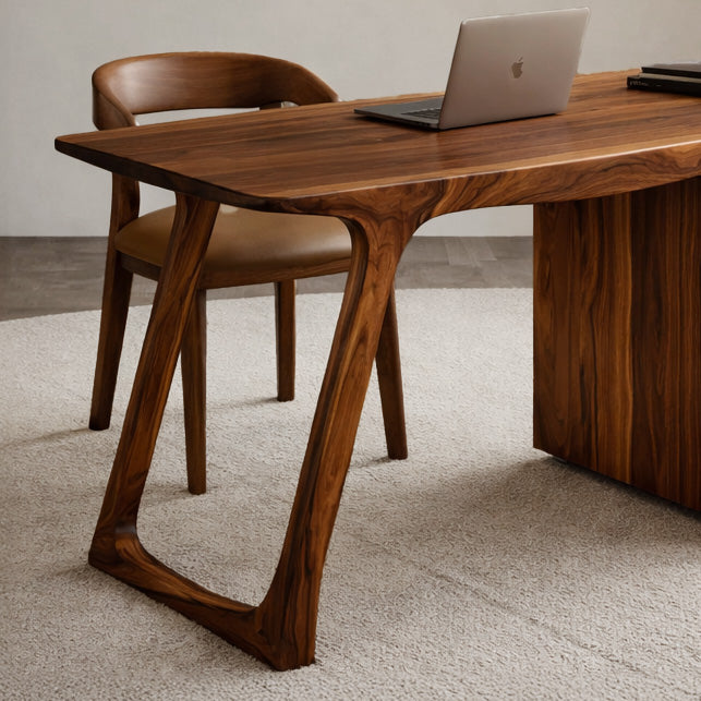 Contemporary Live Edge Office Desk With Storage Cabinet For Workspace SITHHNDE028