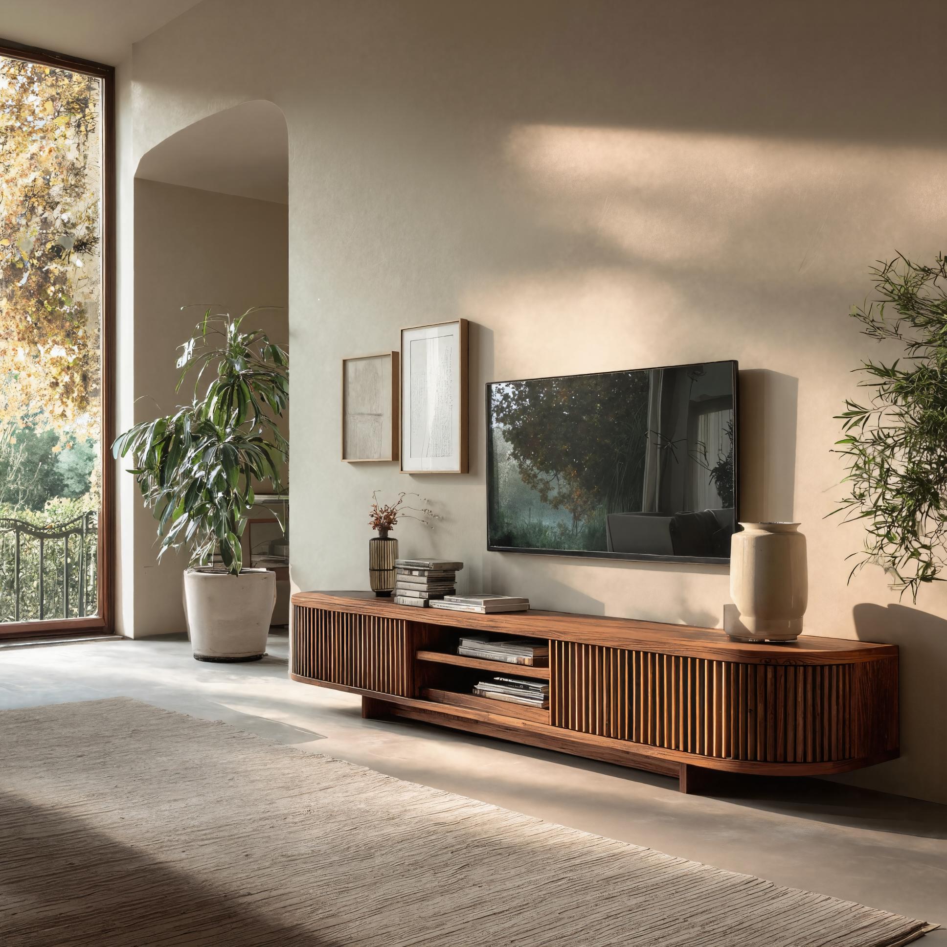 Hand Carved Wooden Media Cabinet For Living Room RTTHHNTVC082