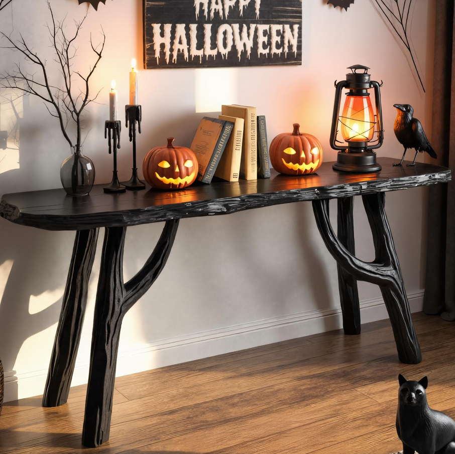 Halloween Gothic Wooden Console Table With Branch Legs For Living Room Or Entryway SITHTTHW003