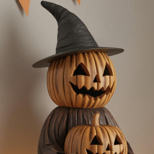 Handcrafted Wooden Pumpkin Witch Statue For Halloween Table Decoration SITHTTHW007