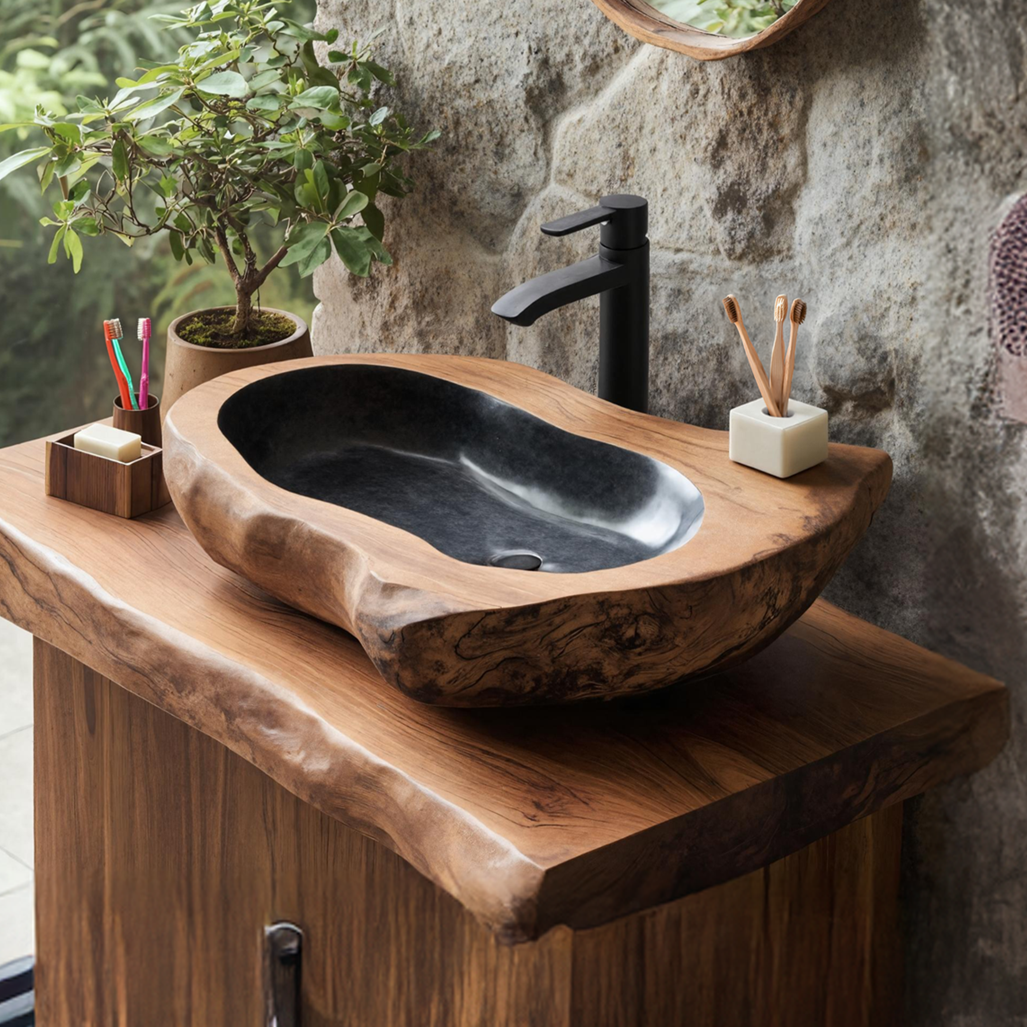 Rustic Farmhouse Solid Wood Sink For Bathroom Styling SILDTTNVS025