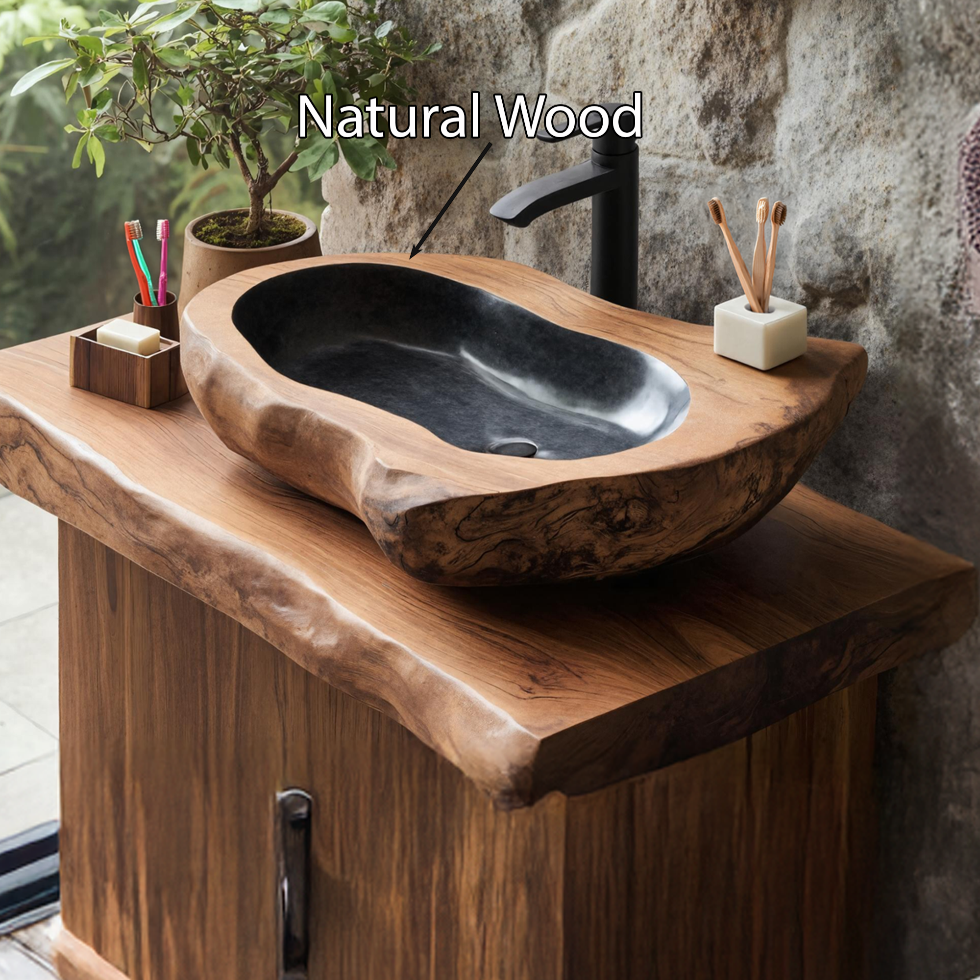 Rustic Farmhouse Solid Wood Sink For Bathroom Styling SILDTTNVS025