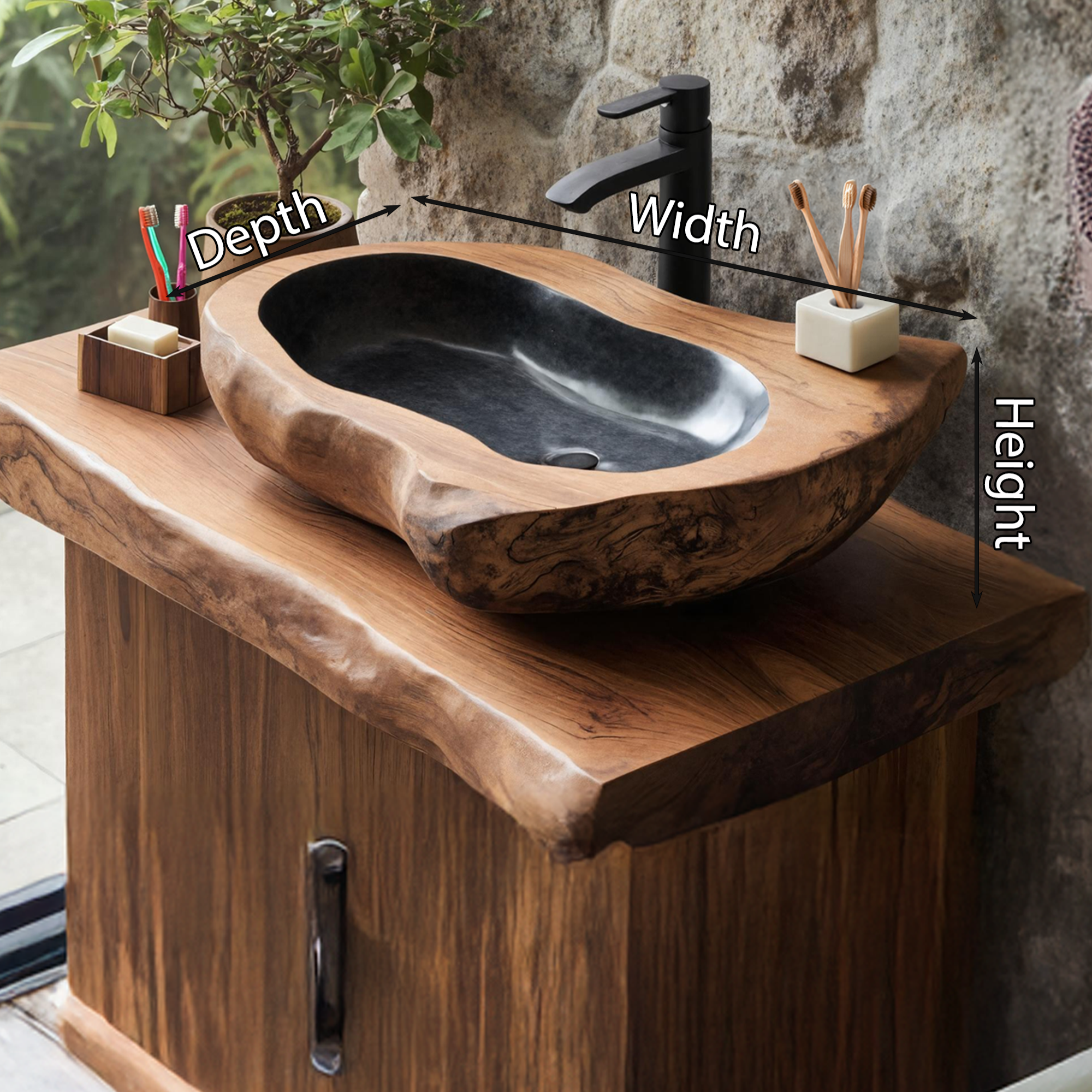 Rustic Farmhouse Solid Wood Sink For Bathroom Styling SILDTTNVS025