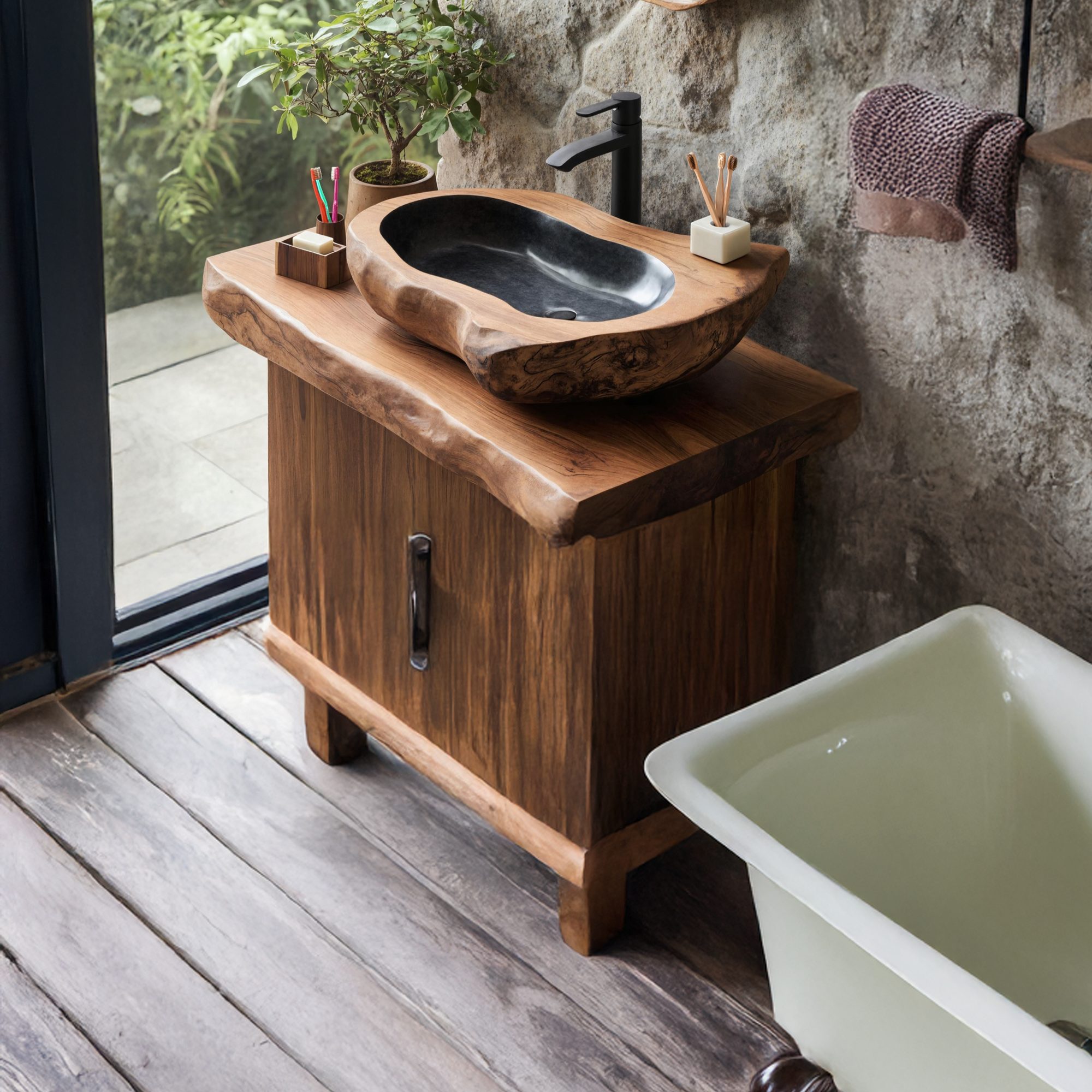 Rustic Farmhouse Solid Wood Sink For Bathroom Styling SILDTTNVS025