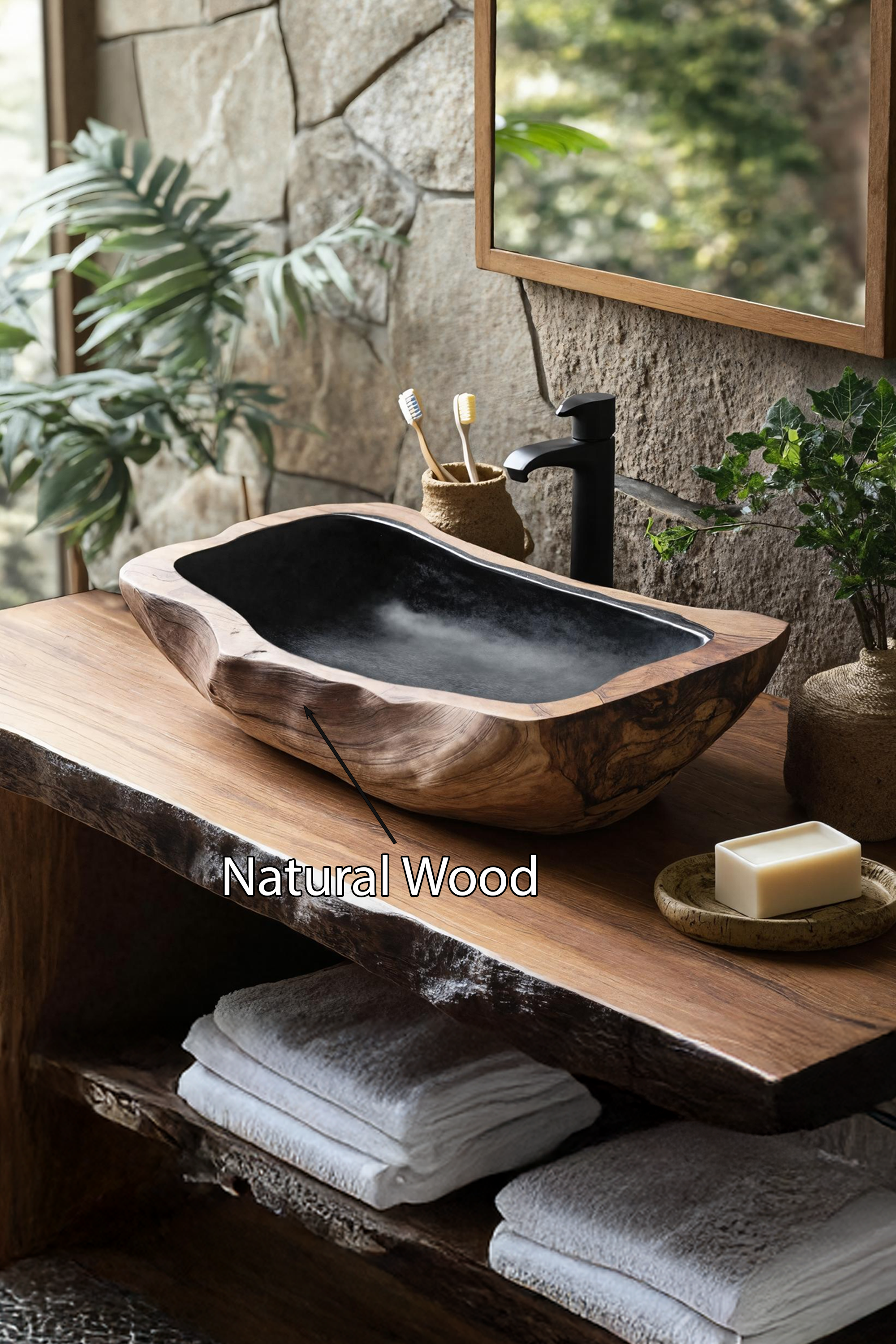 Farmhouse Rustic Wooden Vessel Sink For Home Bathroom SILDTTNVS027