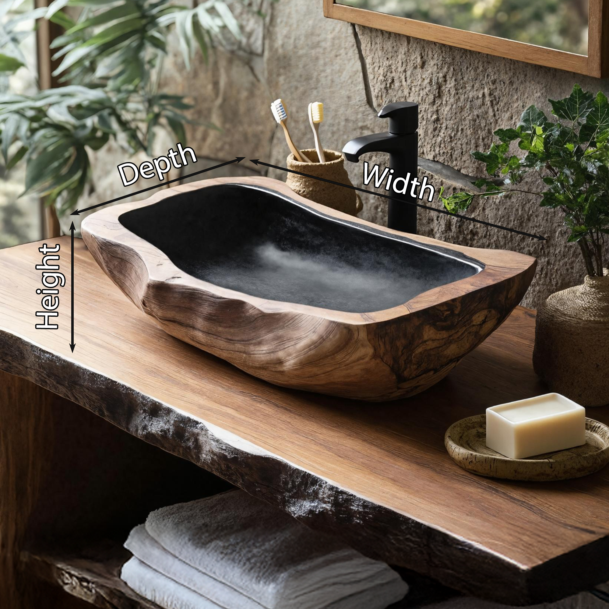 Farmhouse Rustic Wooden Vessel Sink For Home Bathroom SILDTTNVS027