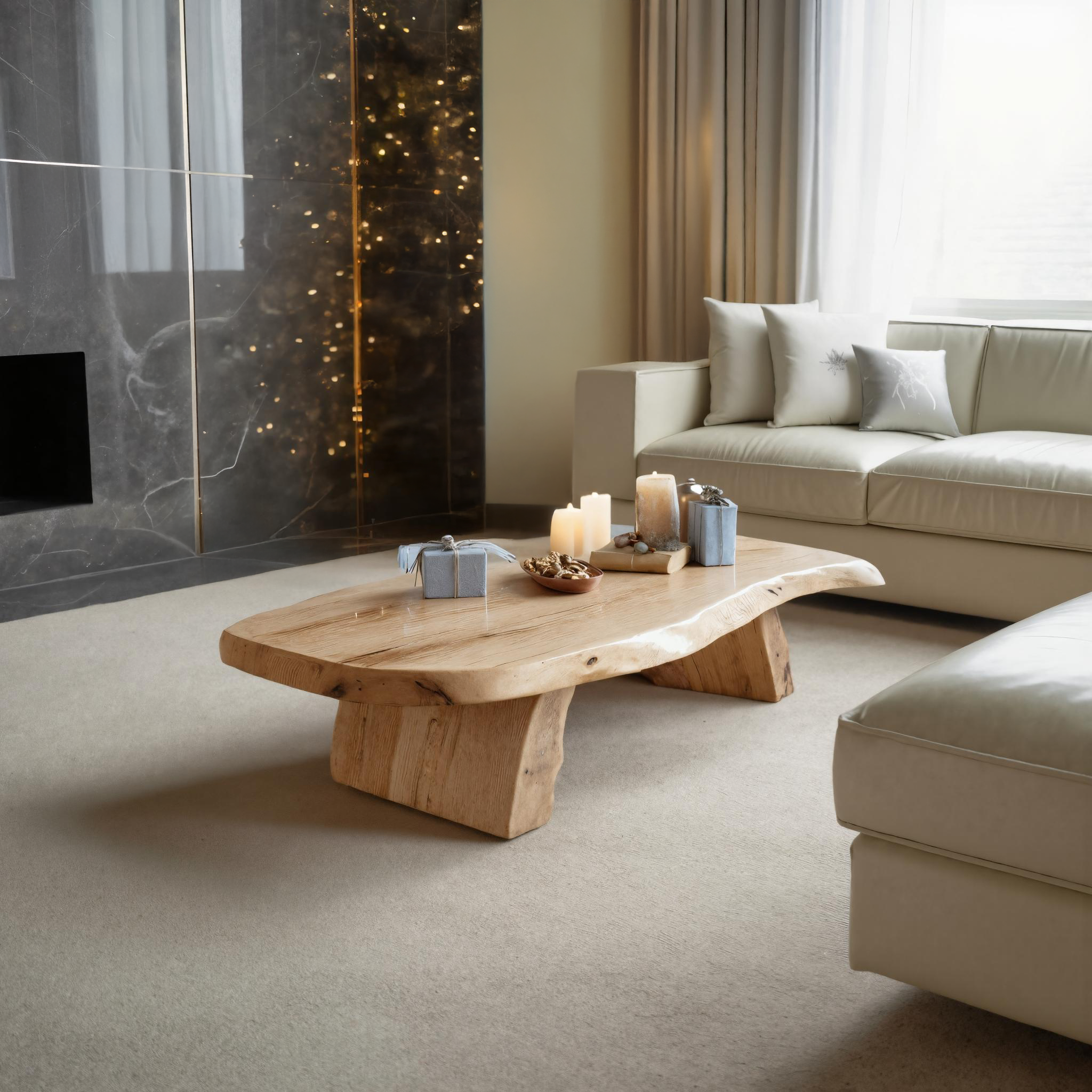 Handcrafted Modern Coffee Table Solid Wood For Christmas Living Room SILDTTRCCF029