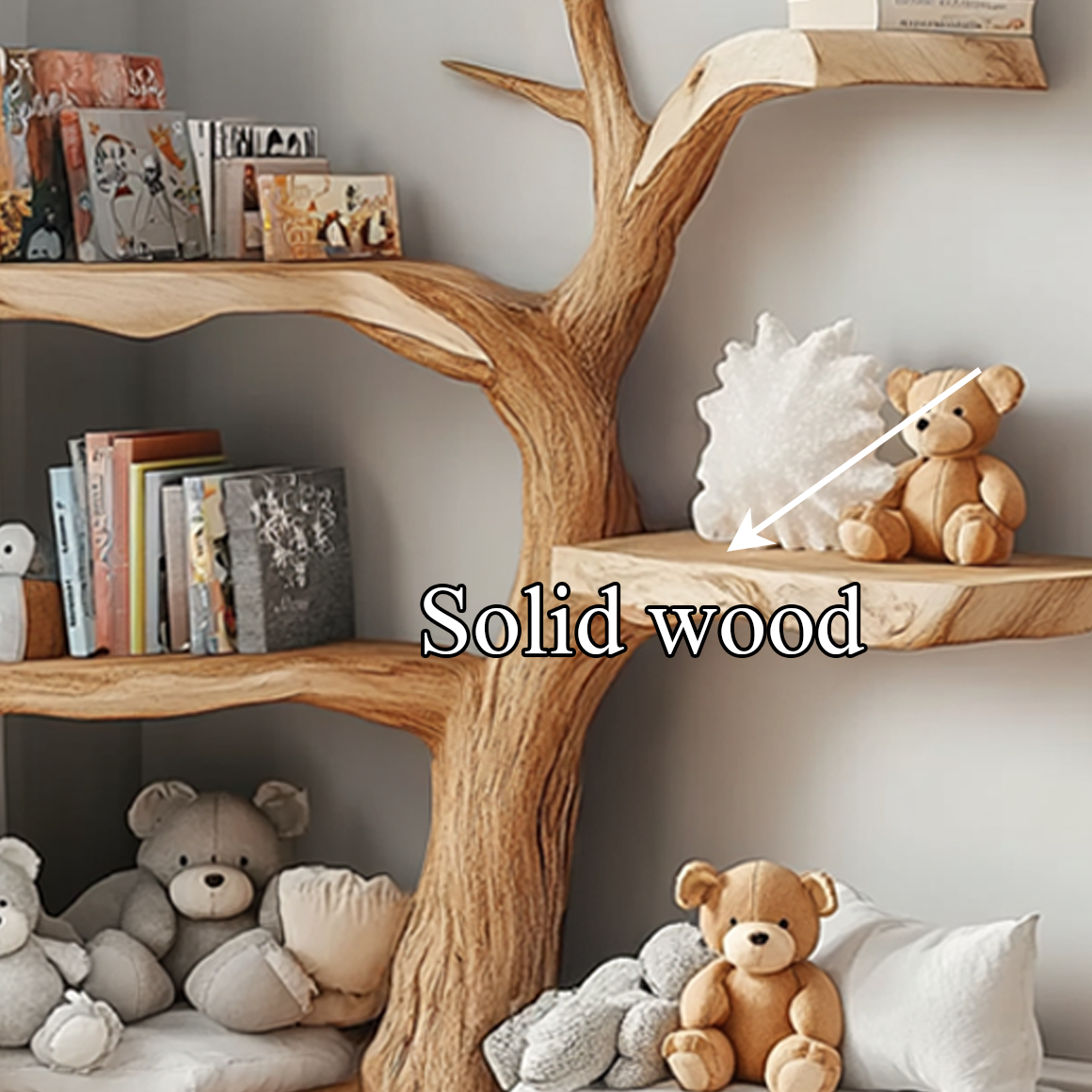 Rustic Corner Tree Bookshelf Kids Bedroom Organizer SINLSATB311
