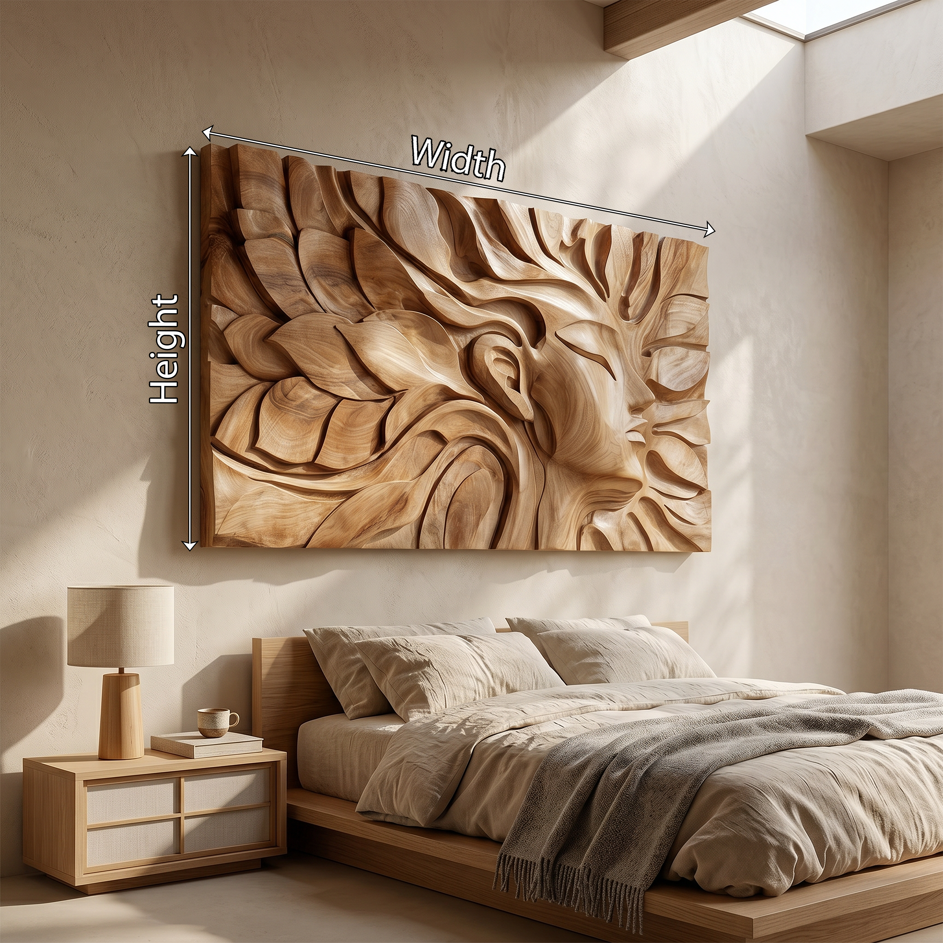 Japandi Botanical Face Wood Wall Art Minimal Neutral Bedroom Decor SILDTTRWA104