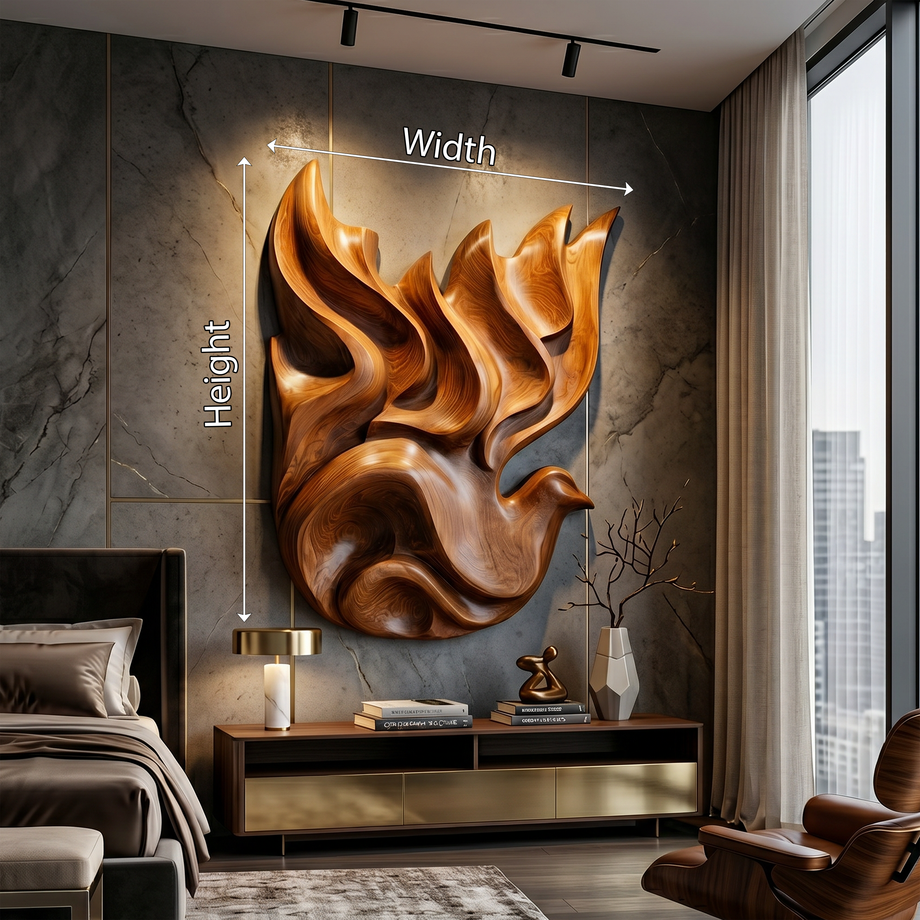 Modern Luxe Dove Wood Wall Art Urban Bedroom Interior Design SILDTTRWA130