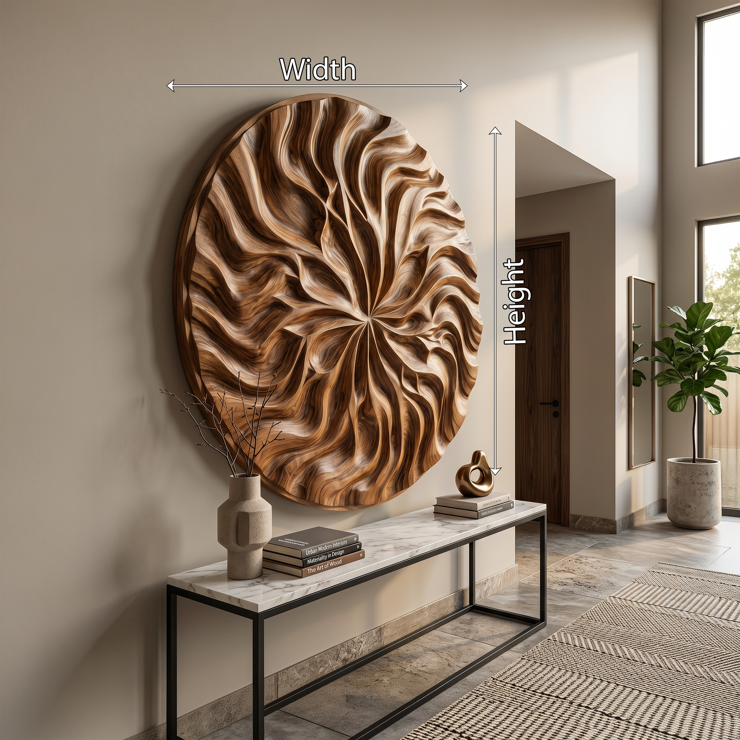 Abstract Flow Wood Wall Art Contemporary Neutral Hallway Decor SILDTTRWA118