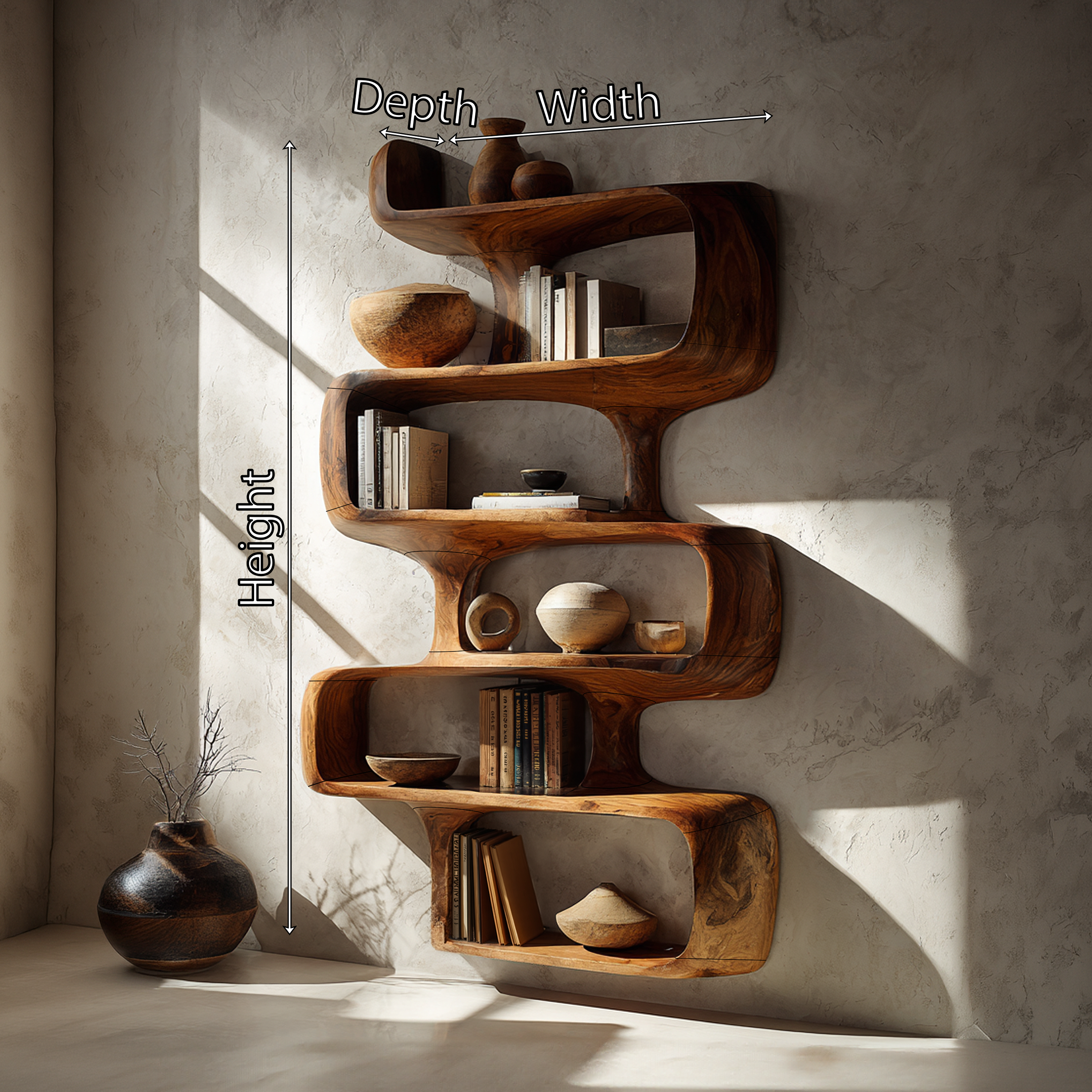 Mid Century Modern Abstract Bookshelf Dining Room Storage SILDTTRBS008