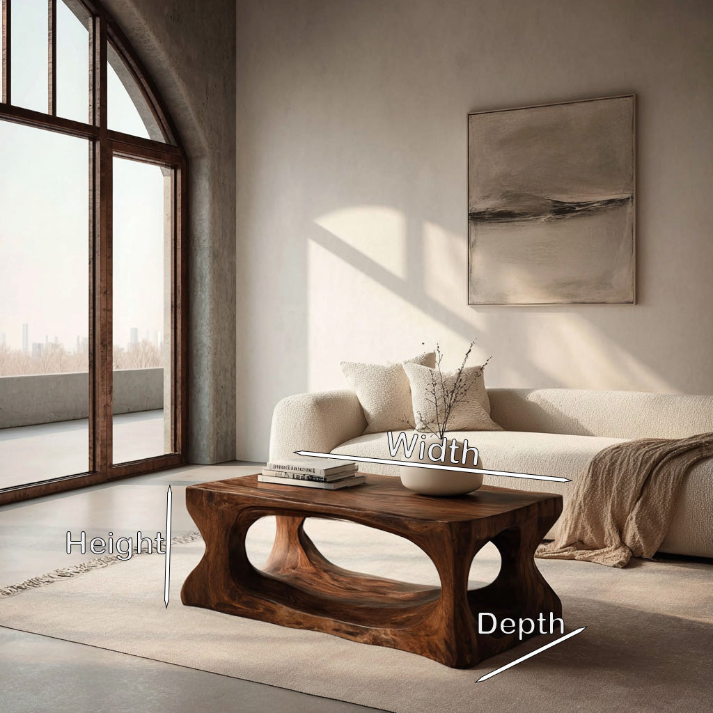 Organic Style Coffee Table Natural Wood For Living Room RTTHHNCF077