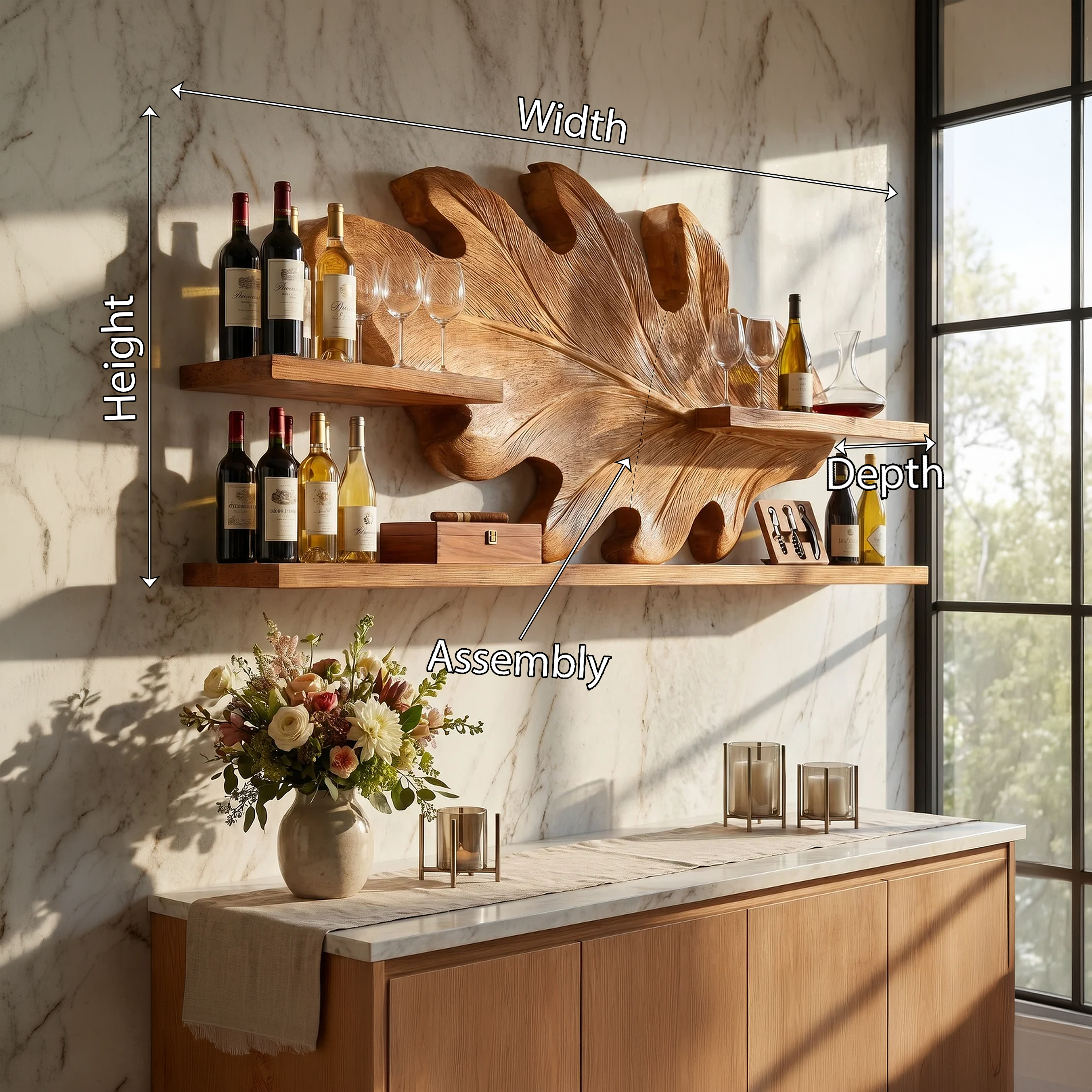 Farmhouse Wall Wine Rack For Hallway Beverage Accent Storage SILDTTRWH086