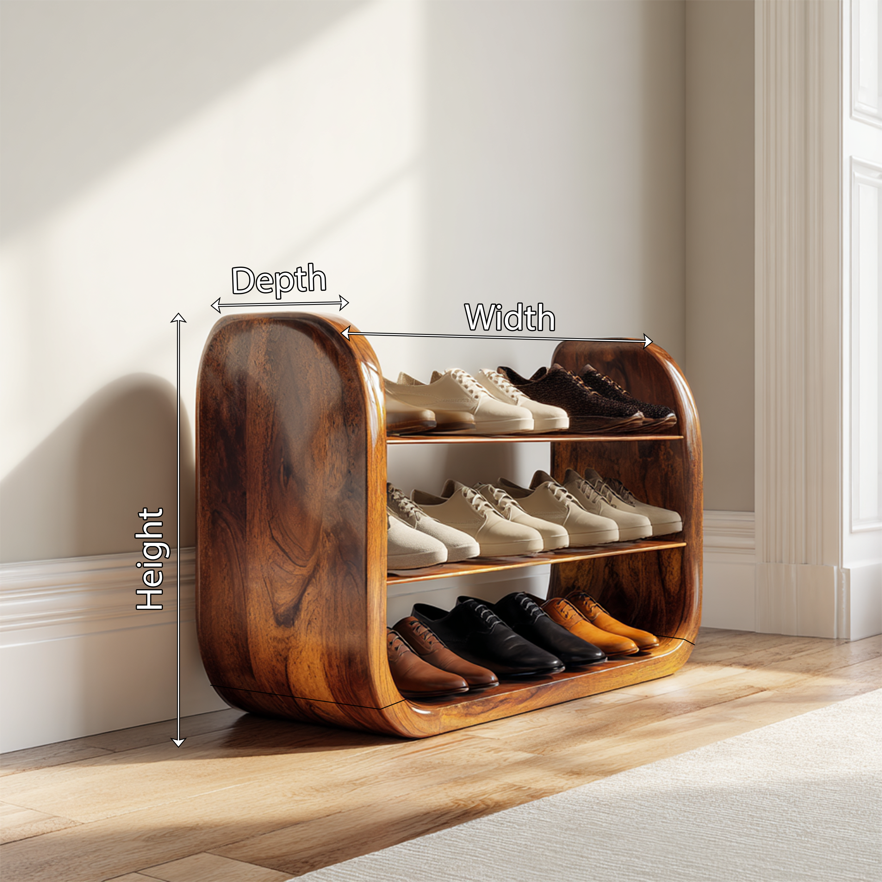 Japandi Vertical Shoe Storage Rack For Entryway Nook Placement SILDTTRSHB023