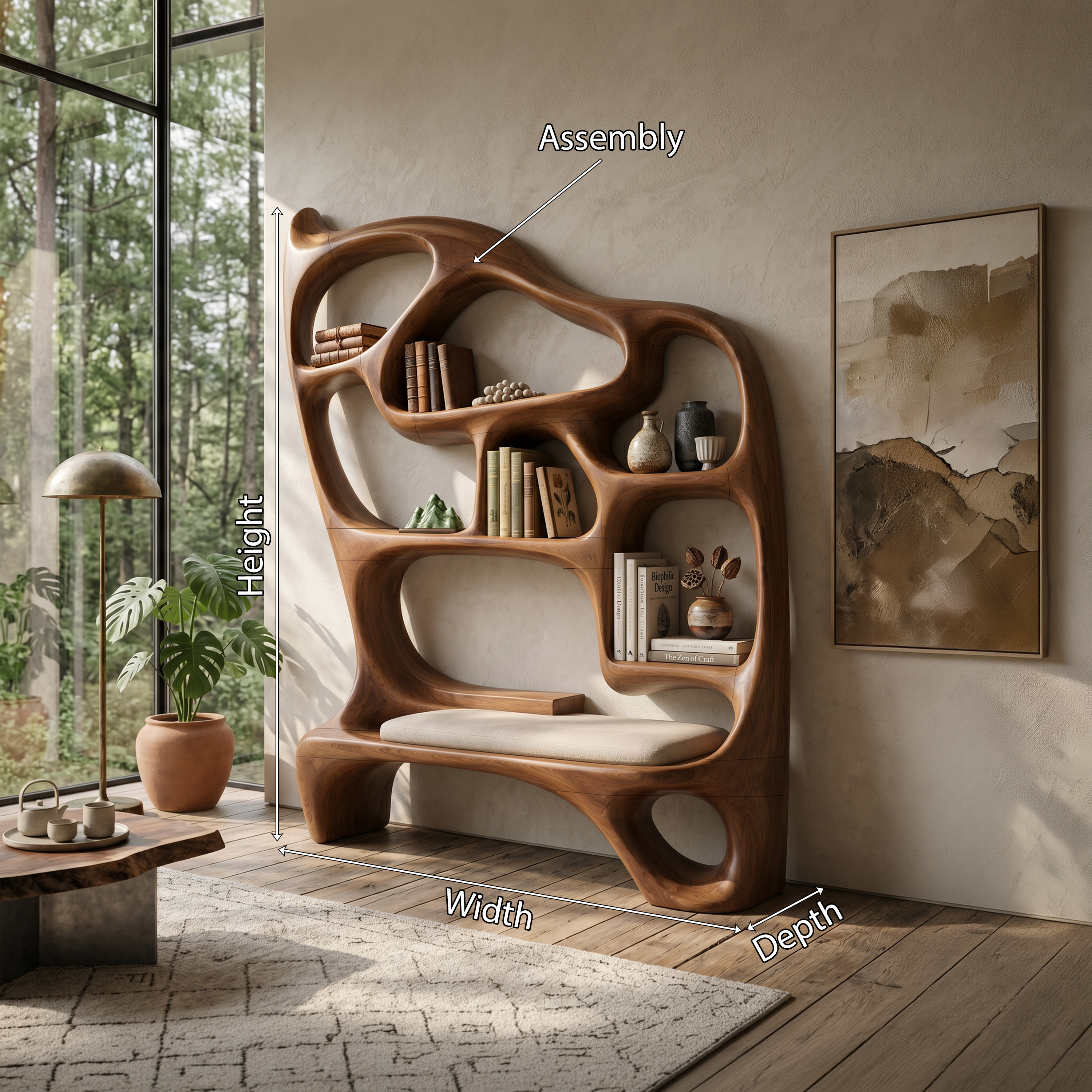 Mid Century Display Bookshelf For Open Living Area SILDTTNBS054