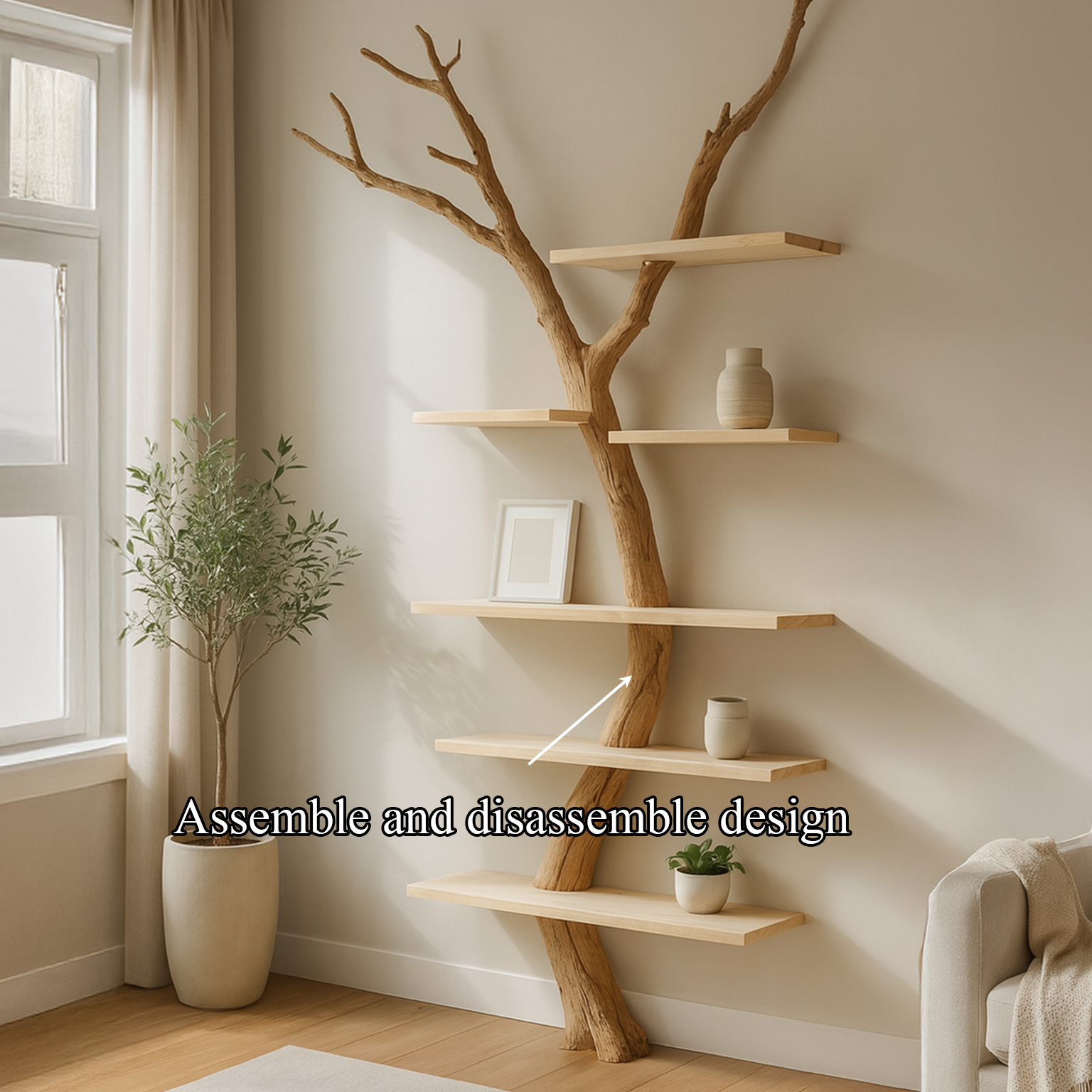 Rustic Tree Wall Shelf Living Room SINLSATB220