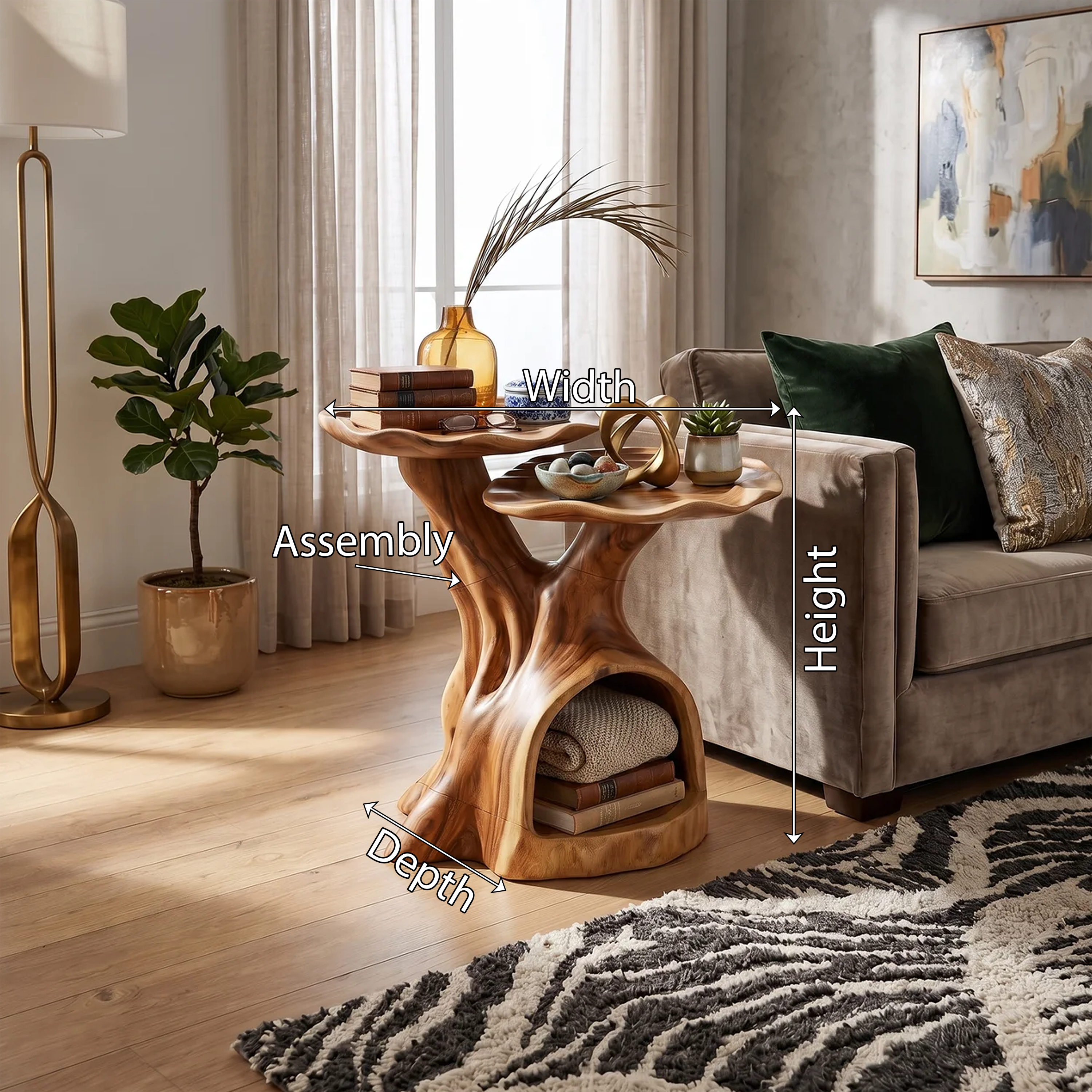Contemporary Dual Tier Side Table Designer Residence SILDTTRSTA038