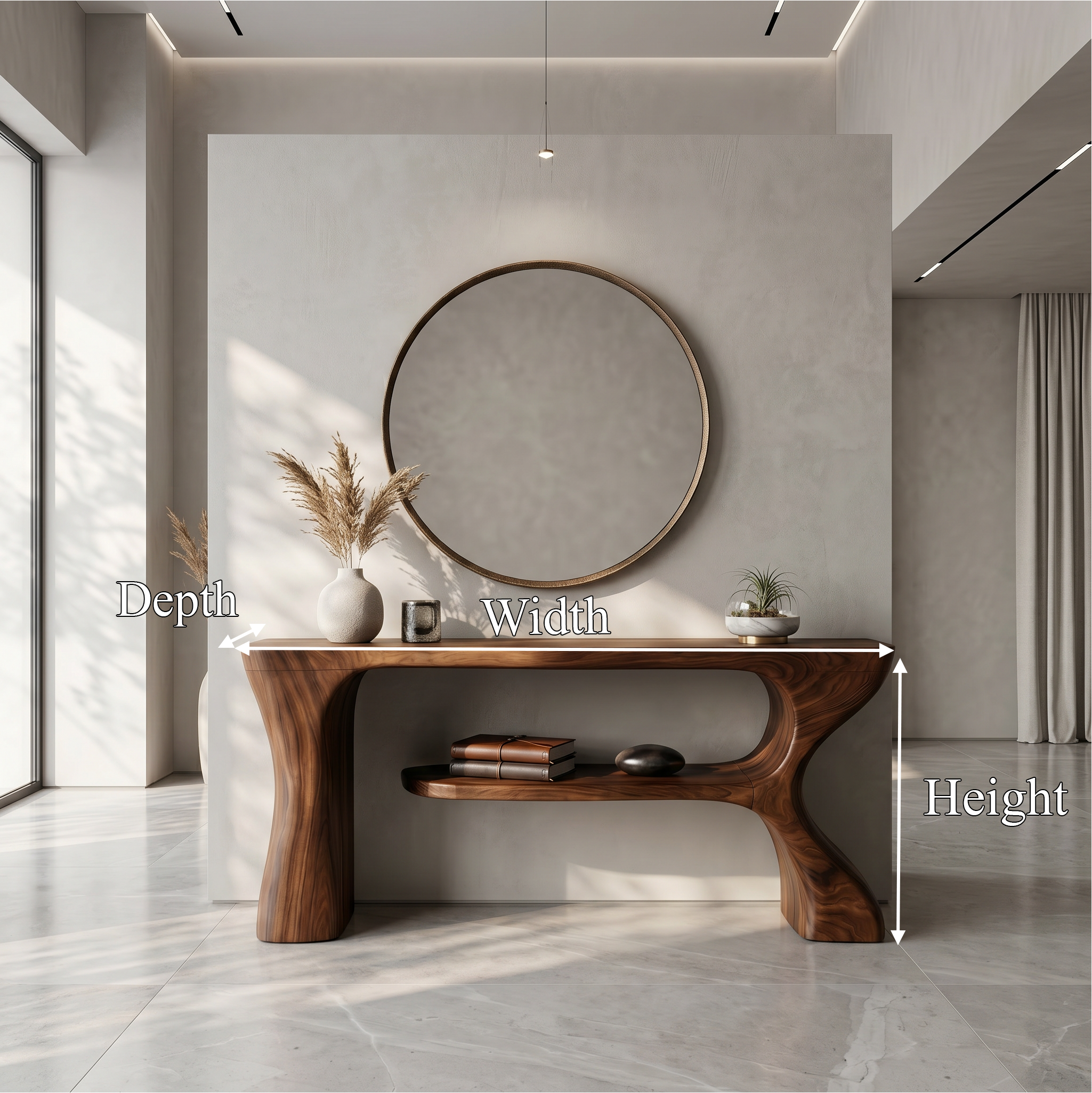 Organic Console Table With Sculptural Curved Form For Entryway SINLSACS639