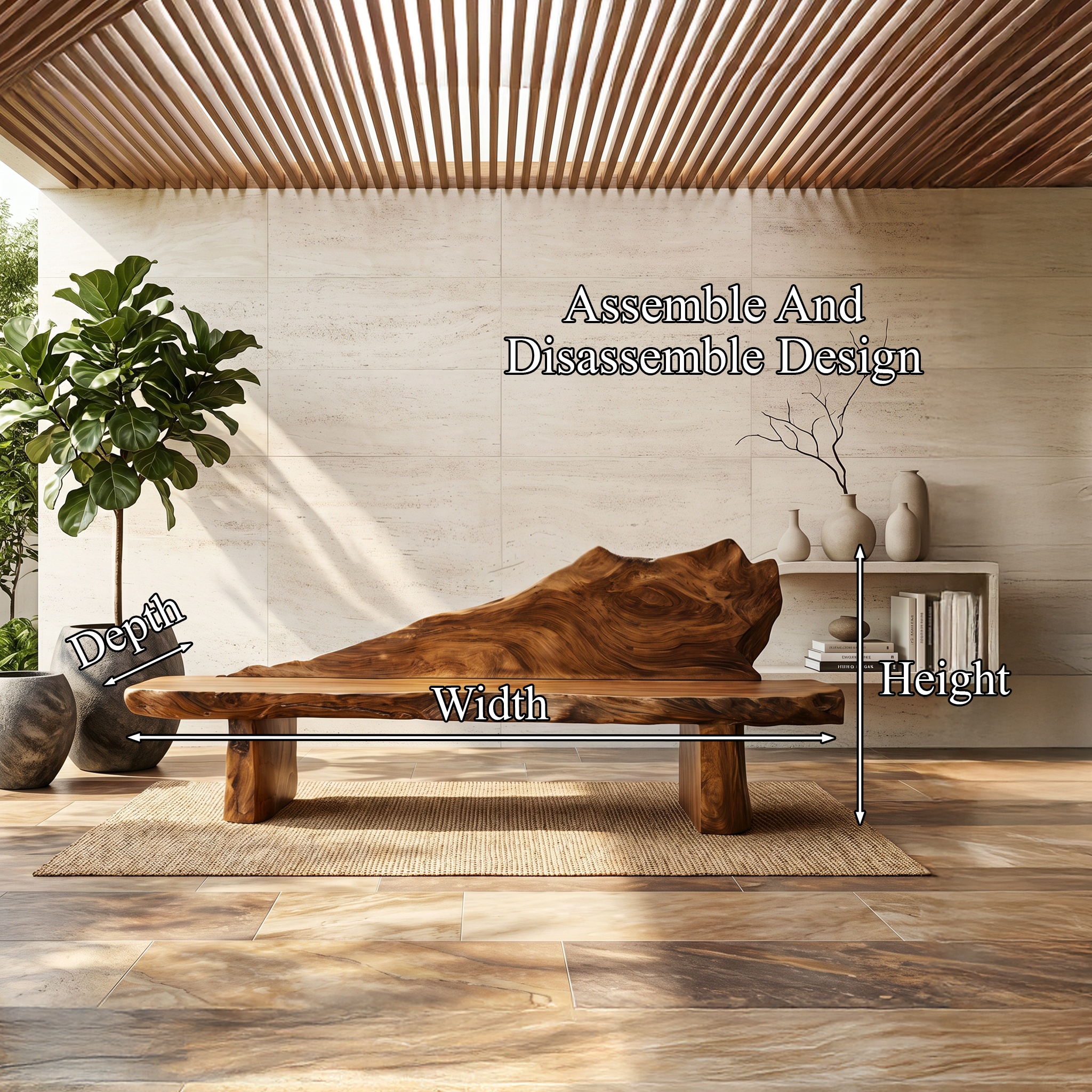 Rustic Hallway Bench With Natural Live Edge For Hallway And Foyer SINLHABEN139