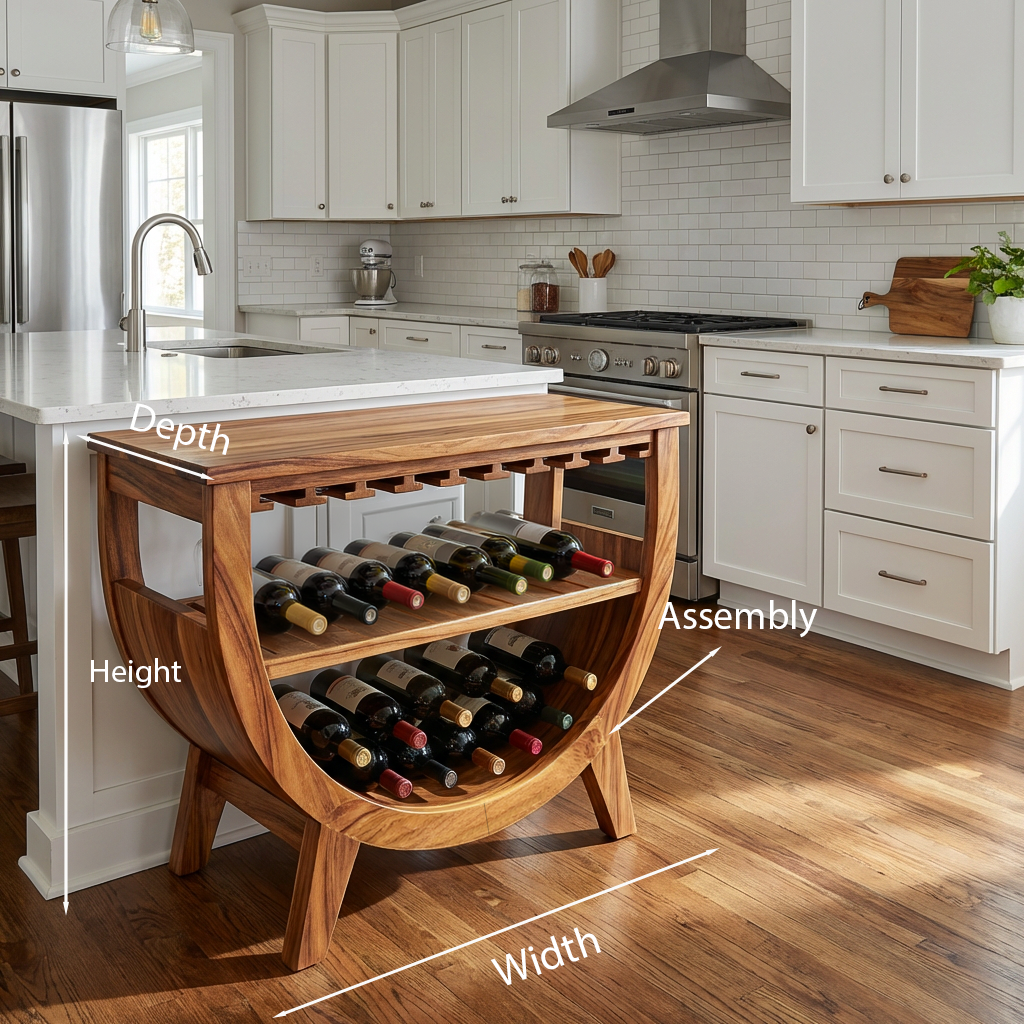 Wooden Wine Cabinet With Built In Glass Rack For Kitchen RTTHTTBCA035