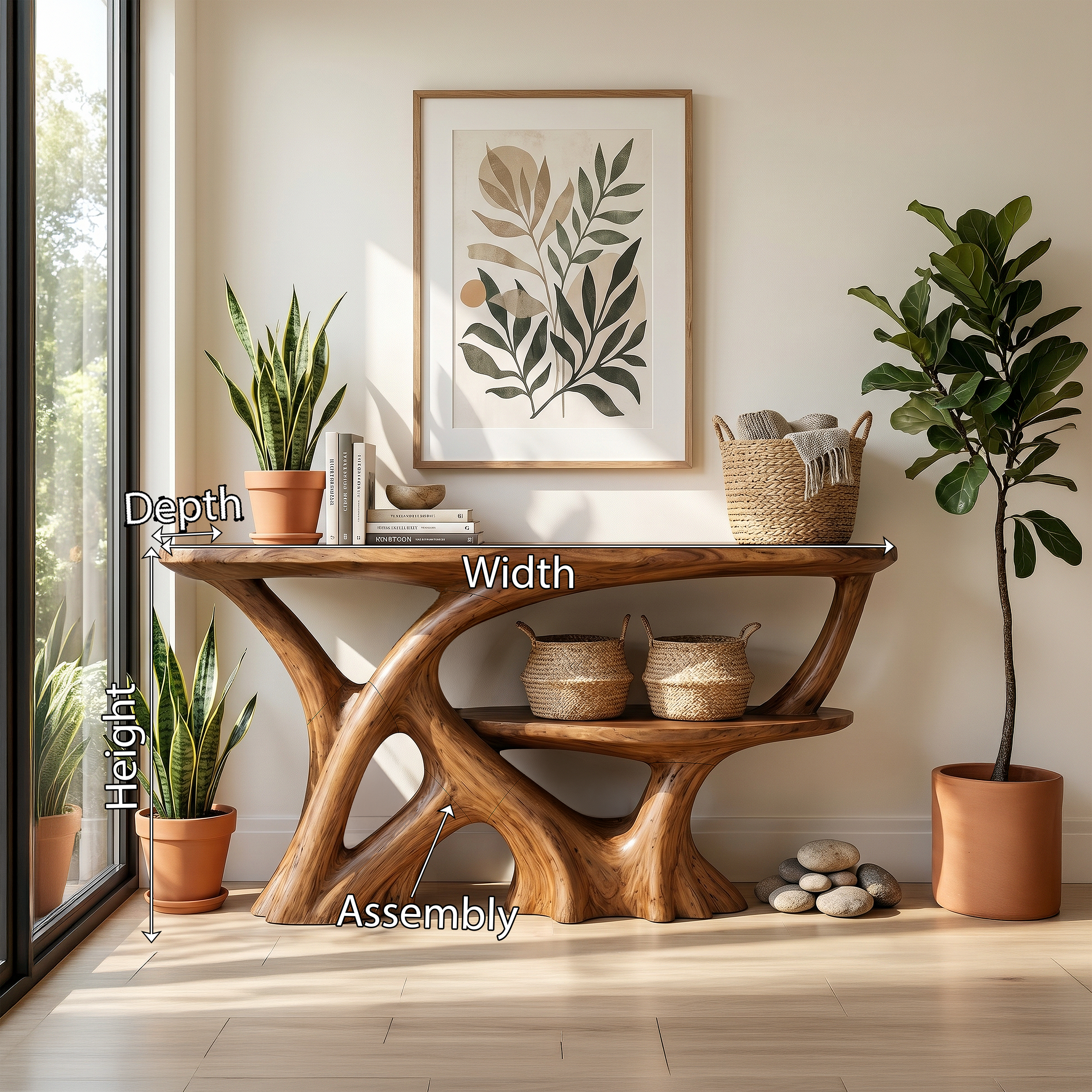 Organic Root Base Console Table Luxury Entryway SILDTTRCS077