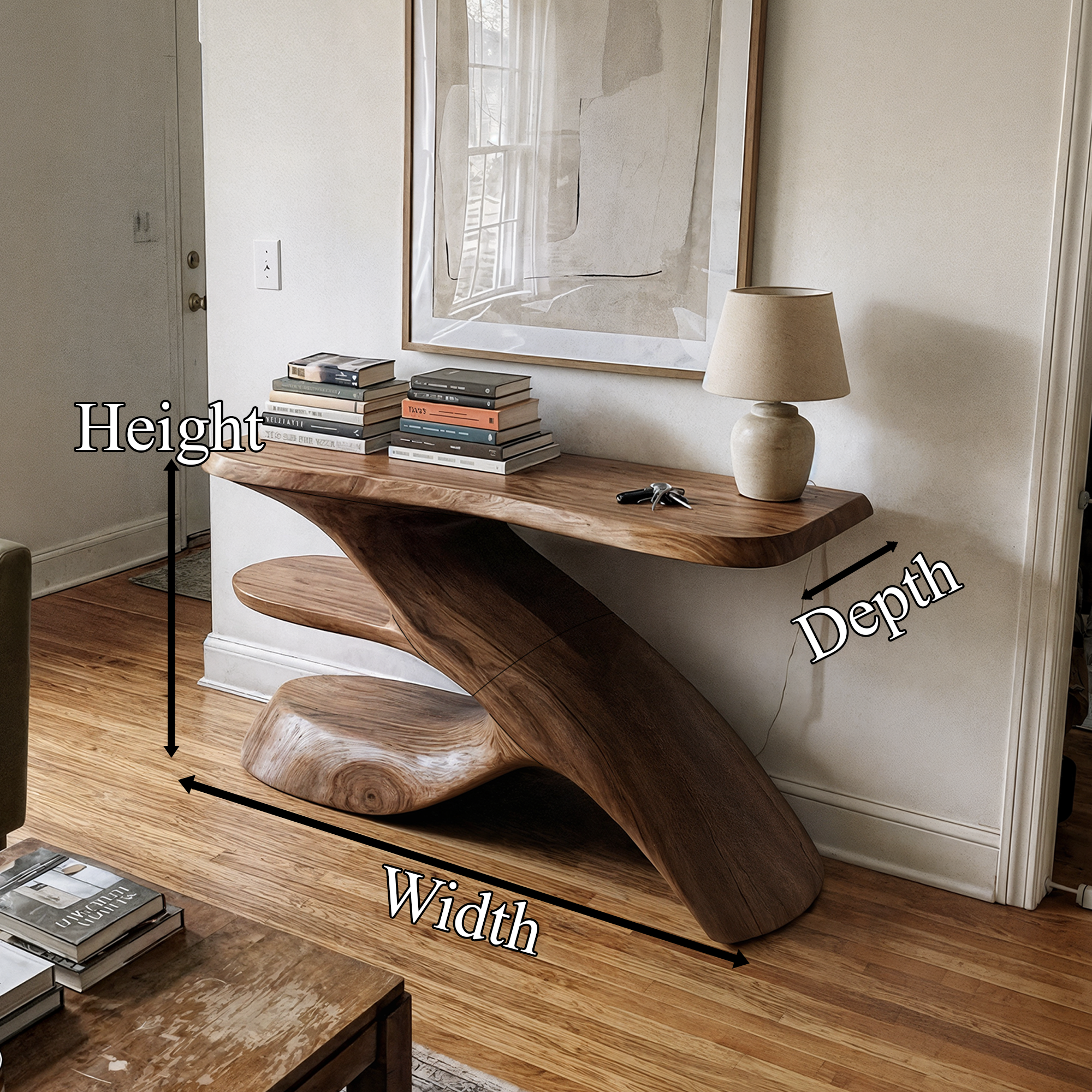 Rustic Console Table Natural Wood Entryway Living Room SINLKICS536